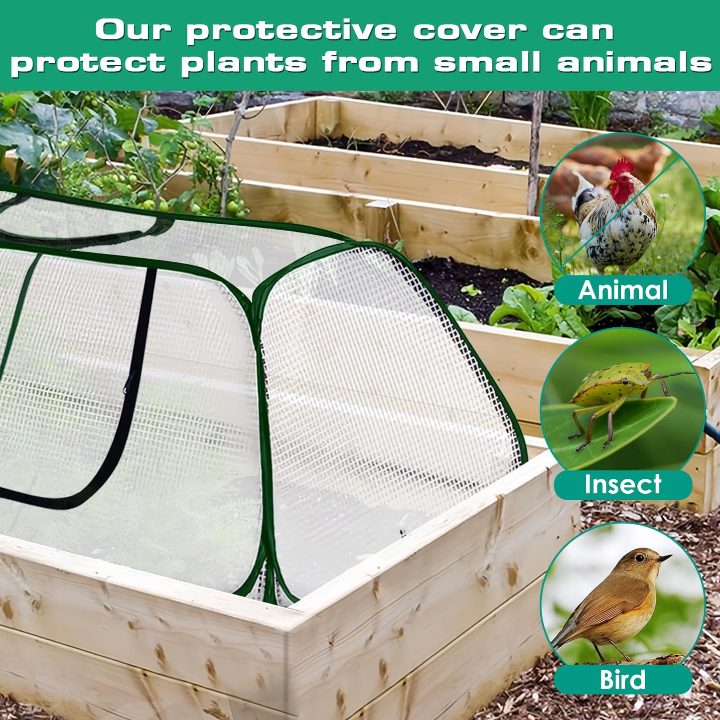 Garden Rows Accelerator Plants Cover-Garden Greenhouse with Roll-up Zipper Door,Thicker PE Cover for Indoor Outdoor Vegetable Fruits Rows - 45" L x 22" W x 16" H (White, 1 Pack)