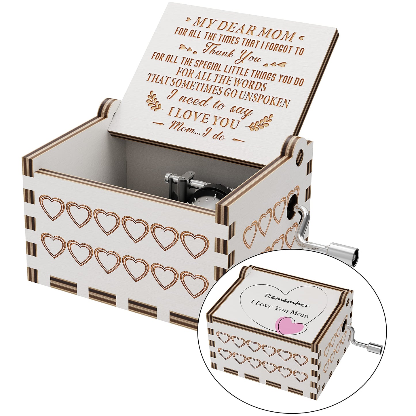 Huntmic You are My Sunshine Wood Music Boxes,Laser Engraved Vintage Wooden Sunshine Musical Box Gifts for Girlfriend,Boyfriend,Family Friends,On Birthday,Festival (to My Mother)