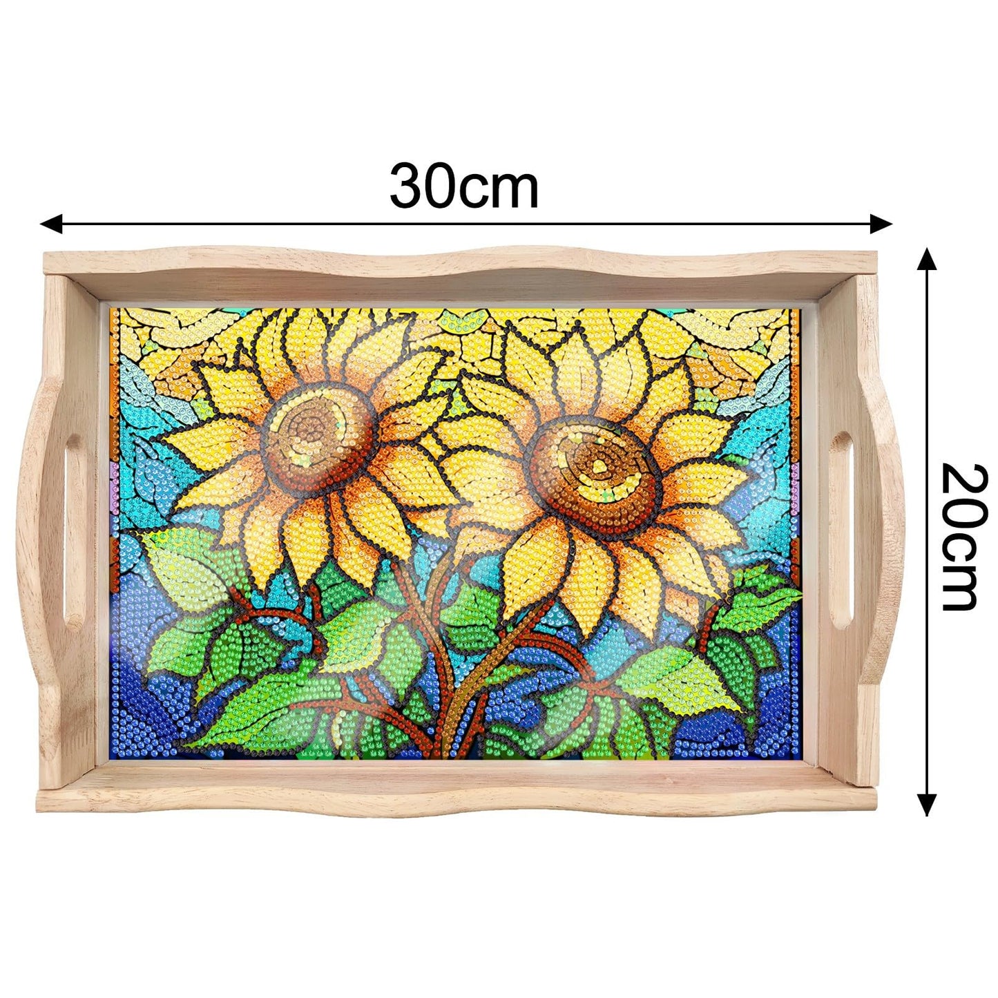 ARTopet DIY Diamond Tray Diamond Art Painting Sunflower Creative Design Handmade Wooden Tray Mosaic Making Kits by Number Kits Diamond Art for Coffee Living Room Home Organizer