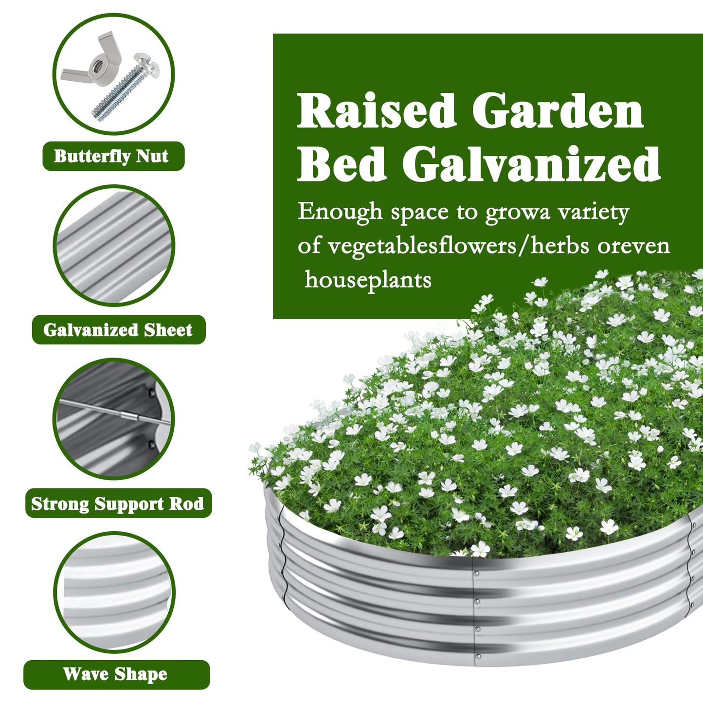 DERYONI Galvanized Raised Garden Bed Kit 2pack,Planter Raised Beds 6x3x1ft for Gardening,Outdoor Metal Garden Bed Planter Box for Flowers,Fruits,Vegega Raised Garden Bed