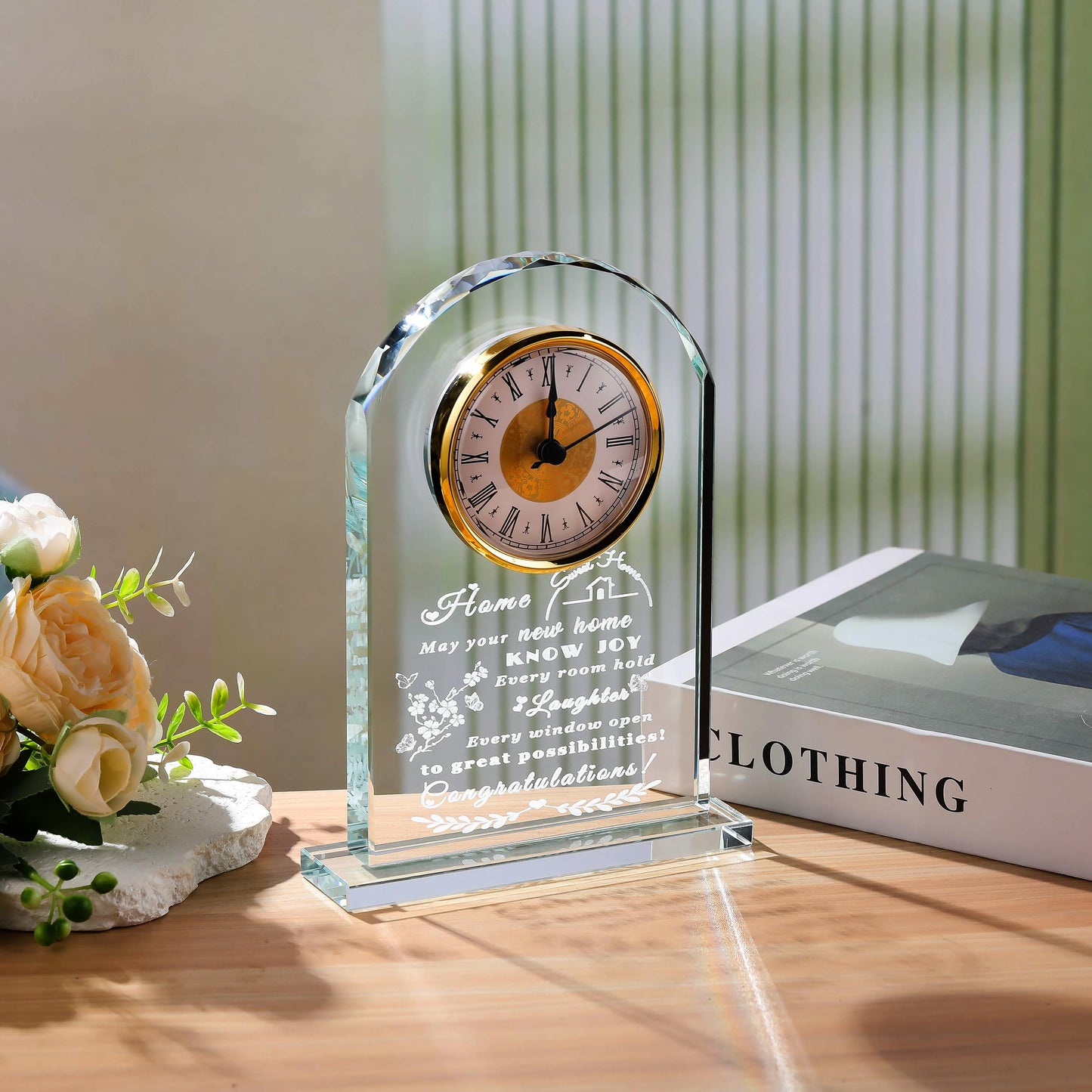 Qianwei House Warming Gifts New Home - Crystal Clock Gifts for Home Decor - Best Unique Housewarming Decor Ideas for New House Homeowner Men Friend Family