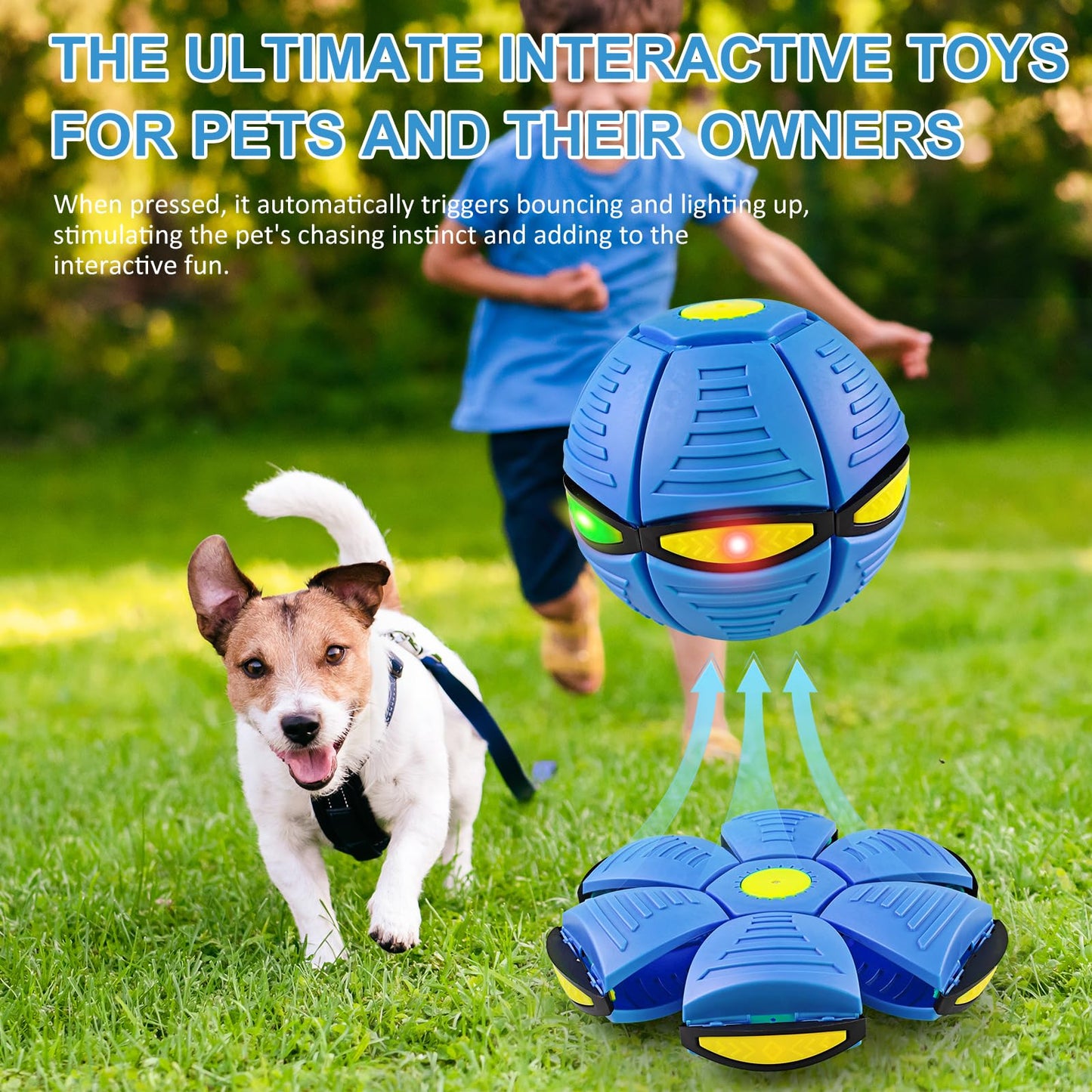 BHPWZB Magic Bouncing Ball Pop Up Balls – Light Up Magic Meta Ball Toy with 6 Light – Dual-Form Bouncy Balls Indoor Outdoor Play – Transforming Toy for Parent-Child Interaction (Blue)