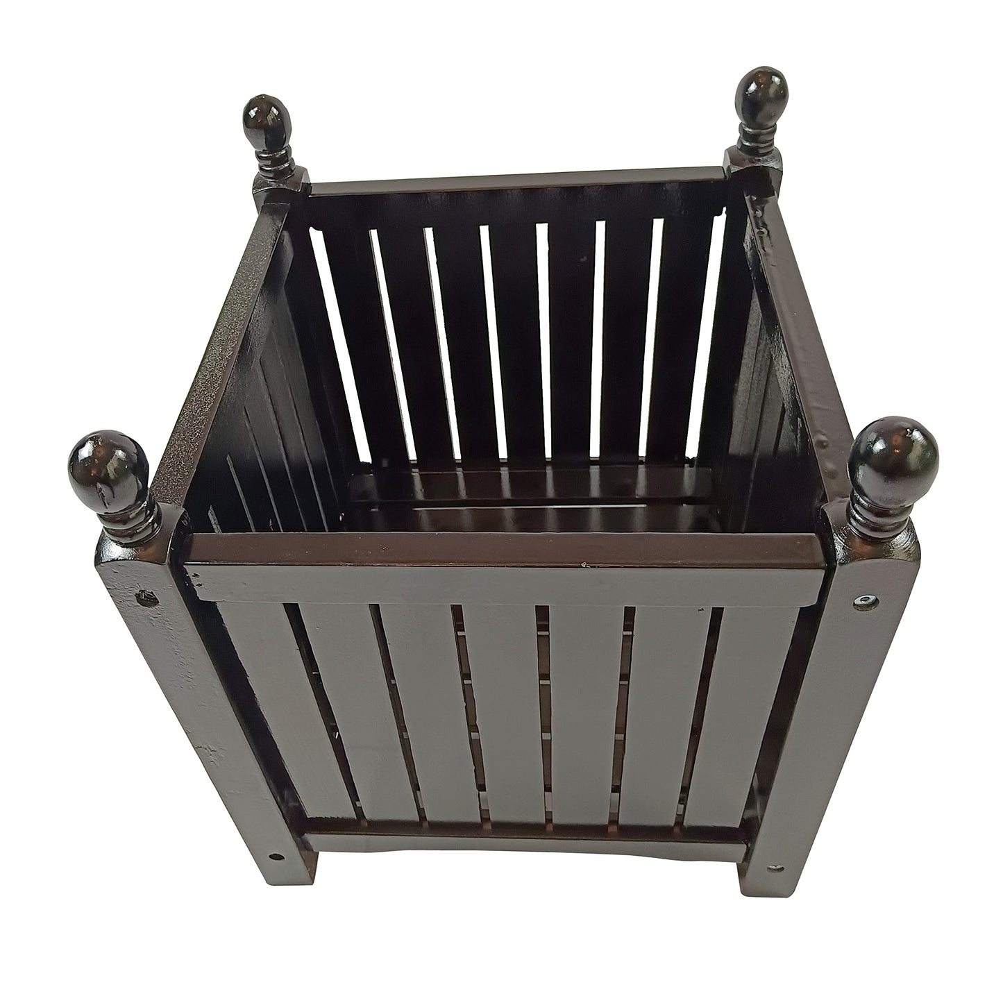 Sang Seiyoga Square Wood Planter Box, Solid Wood Outdoor Plant Container with Drainage, Large Square Flower & Herb Pot Outside Plant and Vegetable Container for Garden, Patio, Porch (Black)