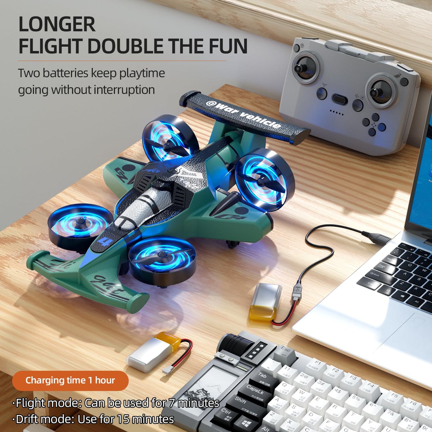 Xelabrion Remote Control Airplane Car Toys for Kids Ages 4-6-8-10-12, 2-In-1 Foam RC Plane Car Jet Mini Drone, Racing Car Stunt Plane Toys for Kids Boys 4 5 6 7 8 9 10 Year Olds Indoor Outdoor Playing