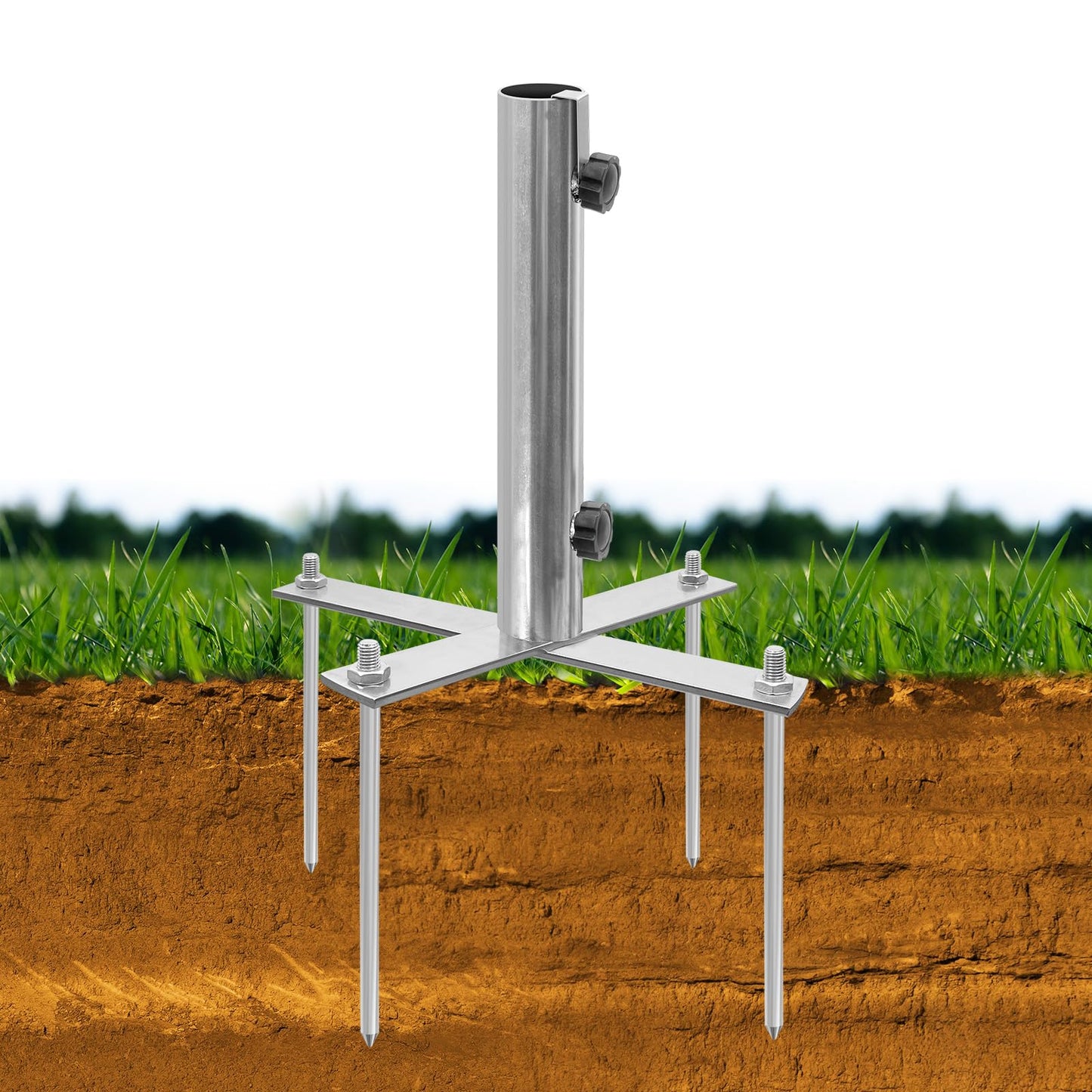 AVCMOTO Umbrella Stand Outdoor Base, Heavy Duty Outdoor Umbrella Base, Detachable for Easy Carry, 18.7 Inch Beach Umbrella Sand Anchor for Beach, Lawn, Sand, Patio