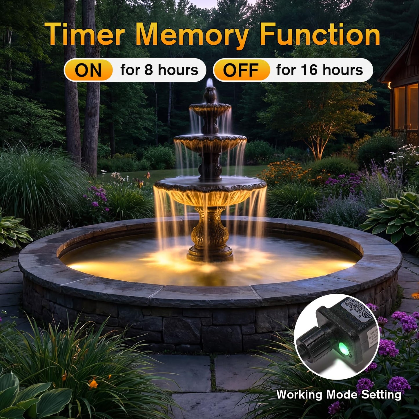 POPOSOAP LED Underwater Pond Lights 6-Head, IP68 Waterproof Pond Lights with Timer, 90° Rotatable Design & Gravity Base Fountain Lights for Pond Fountain Waterfall Aquarium Pool -P66HZ