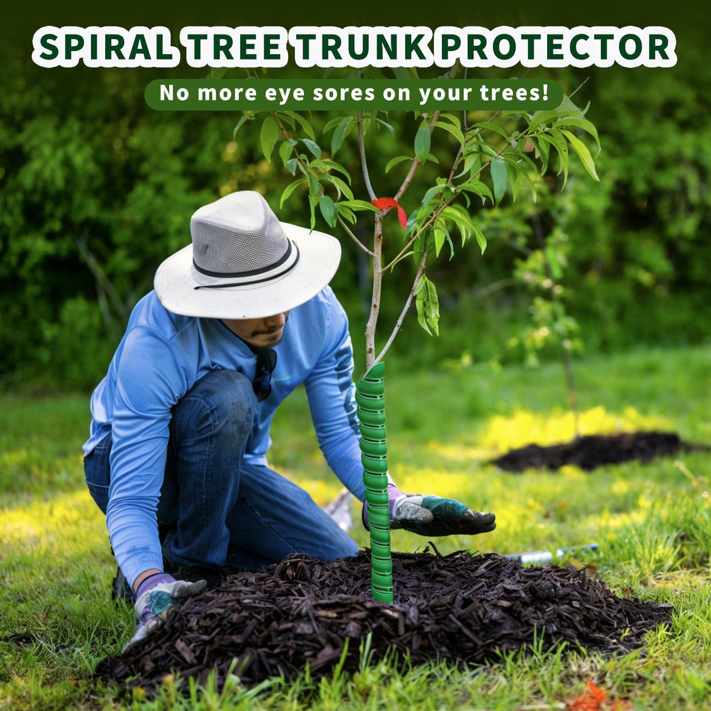 Spiral Tree Guards, 4 Pack, 2 Sizes (4x40cm & 5x40cm), Flexible Tree Protector Wrap for Young Saplings, Trunk Protection from Animals, Weather, and Lawnmower Damage