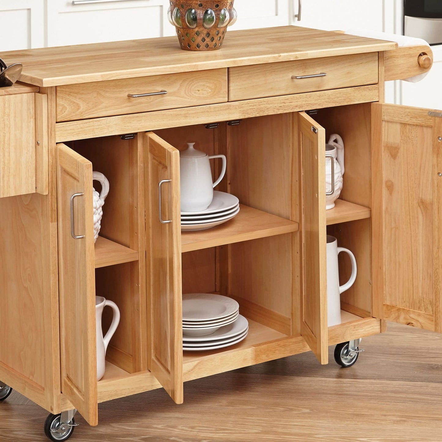 Homestyles General Line Natural Mobile Kitchen Cart, 54"W
