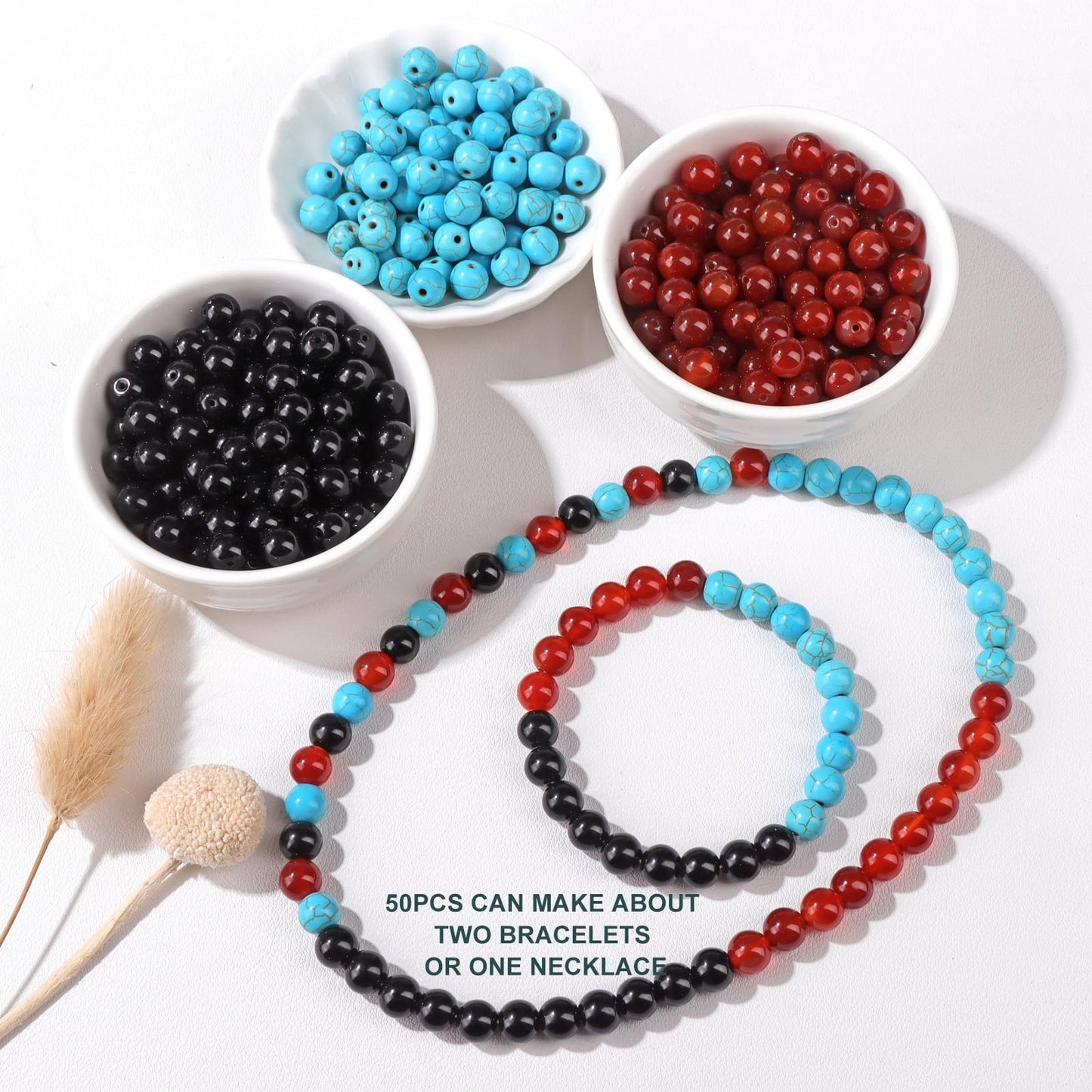 Risyfjew 100PCS 8mm Natural Carnelian Beads Gemstone Round Loose Beads for Jewelry Making Chakra Crystal Stone Beads for Bracelets Necklace Earrings Making Supplies (100pcs/Strand)