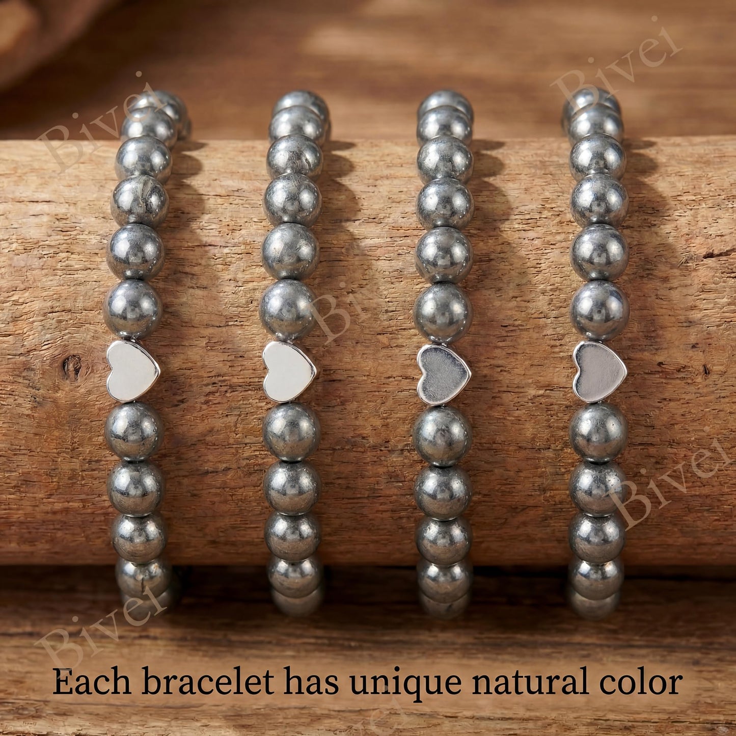Bivei 6mm Hematite Crystal Stretch Bracelets for Women, Handmade Natural Stone Beaded Bracelet, Yoga Protection Jewelry Gift