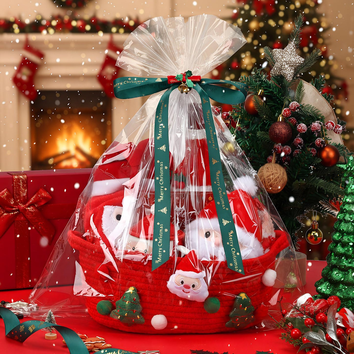 Ferrochef 7 Pcs Christmas Gifts Set for Women 2026 Christmas Gifts Basket with Santa Themed Mug Plush Doll Blanket Wine Bottle Cooler Holiday Card Merry Xmas Gift for Mom Coworker Friend Wife Sister