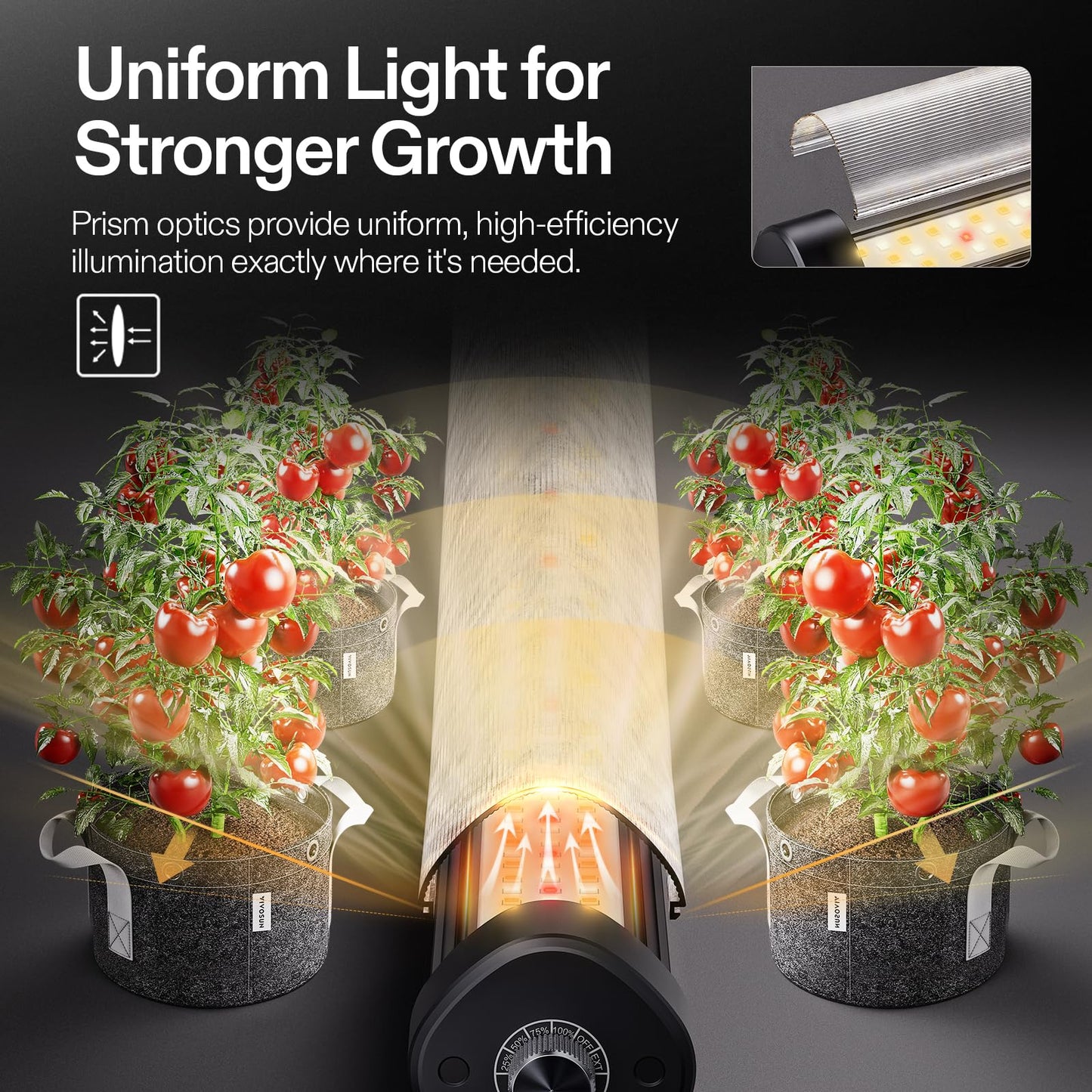 VIVOSUN LumaRay Under Canopy Grow Light, Full Spectrum Dimmable LED Grow Lights for Grow Tents, Greenhouses, SGS Compatible, 100W, 3.28 ft, 1 Pack