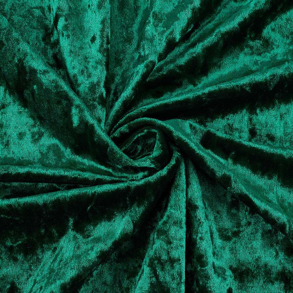BENECREAT 63x39inch Green Crushed Velvet Fabric, Soft Velvety Fabric, Wrinkle Resistant Velvet Upholstery Fabric for Sewing Apparel, Upholstery, Decoration