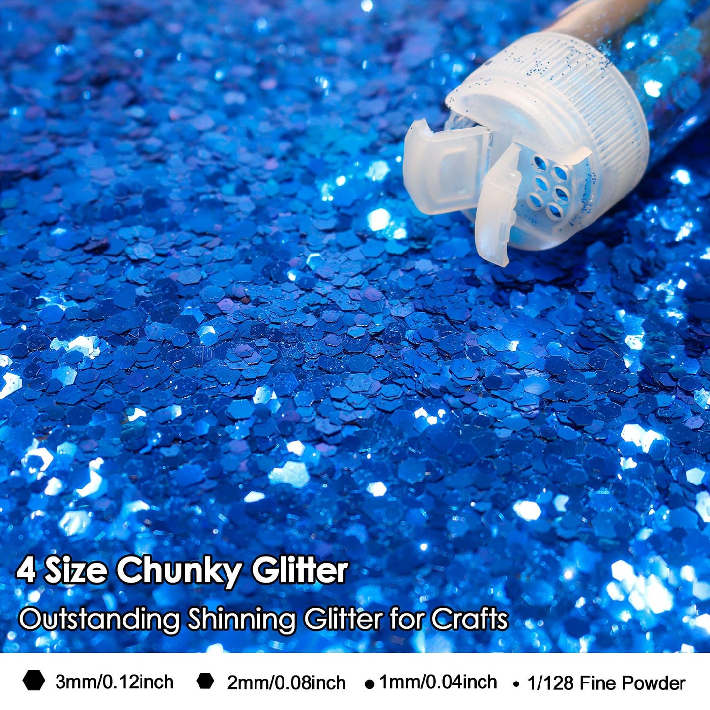 Renfio Chunky Glitter, 16 Colors Resin Glitter Set Each 10g/0.35oz PET Chunky Flakes Sequins Mix Fine Powder for Crafts, Resin Accessories, Snow Globe Tumbler Supplies, Nails