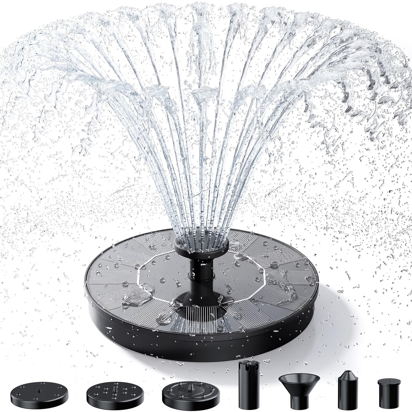 AISITIN Solar Fountain, Solar Bird Bath Fountains Pump with 6 Nozzles, 2026 Upgraded Free Standing Floating Solar Powered Water Fountain Pump for Bird Bath, Garden, Pond, Pool and Outdoor