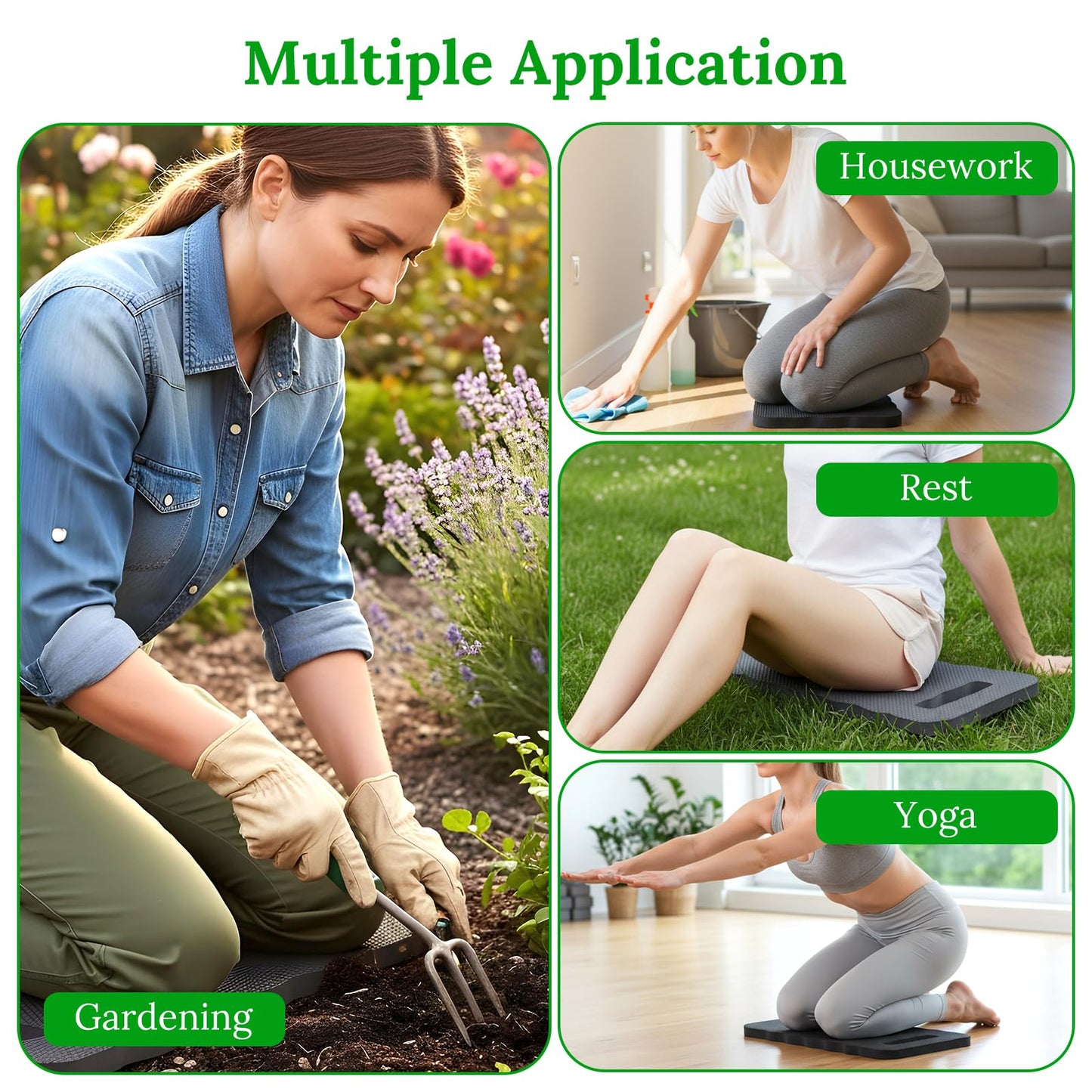 xozeooeu 8 Pack Garden Kneeling Pad, Black Thick Foam Knee Pads for Gardening, Waterproof Kneeler Mat for Yoga, Cleaning, Prayer and Exercise, 15.75x6.9x0.63 Inch