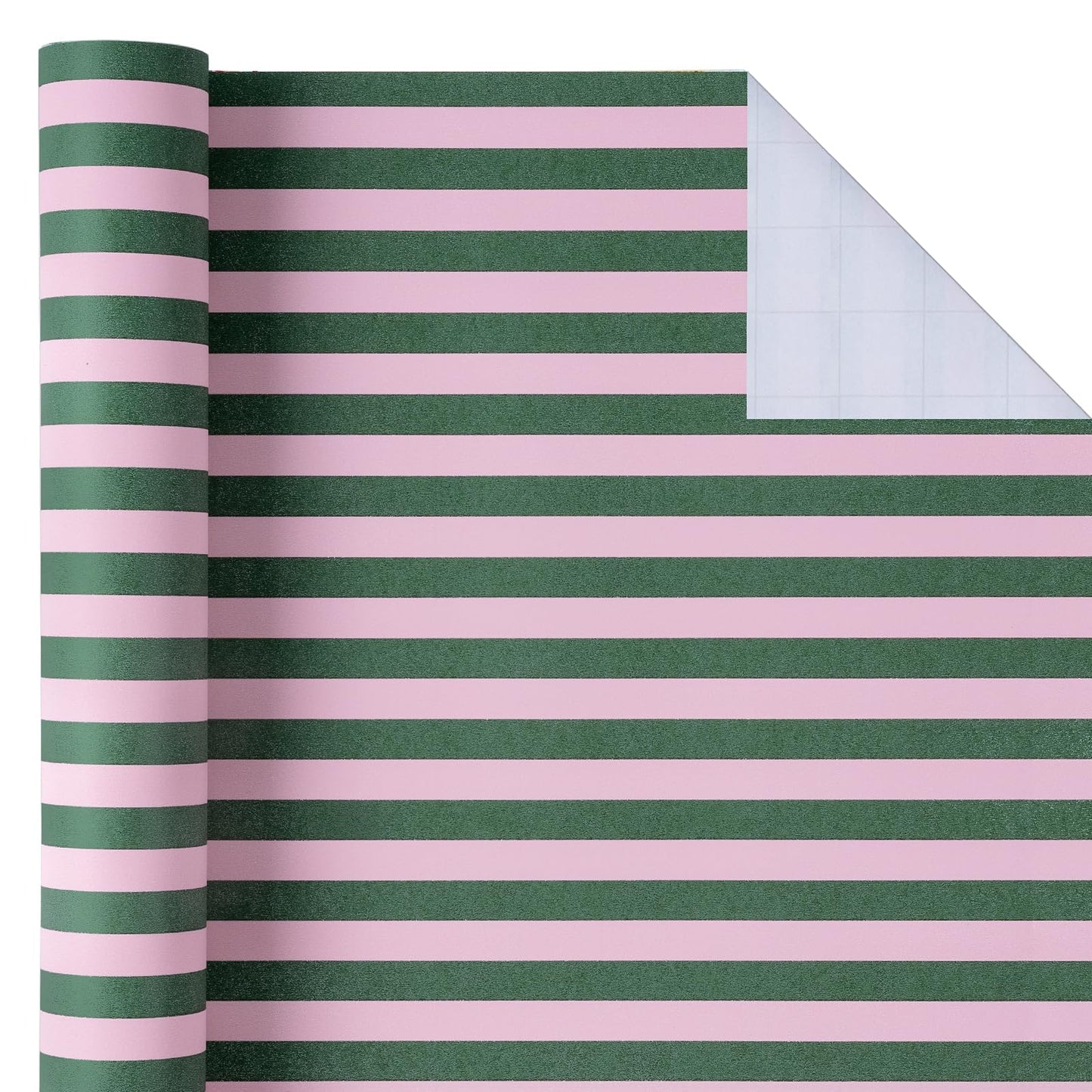 WRAPAHOLIC 30 Inch Kraft Wrapping Paper - 30 Inch x 33 Feet - Green and Pink Stripe Wrapping Paper for Christmas, Birthday, Wedding, Baby Shower