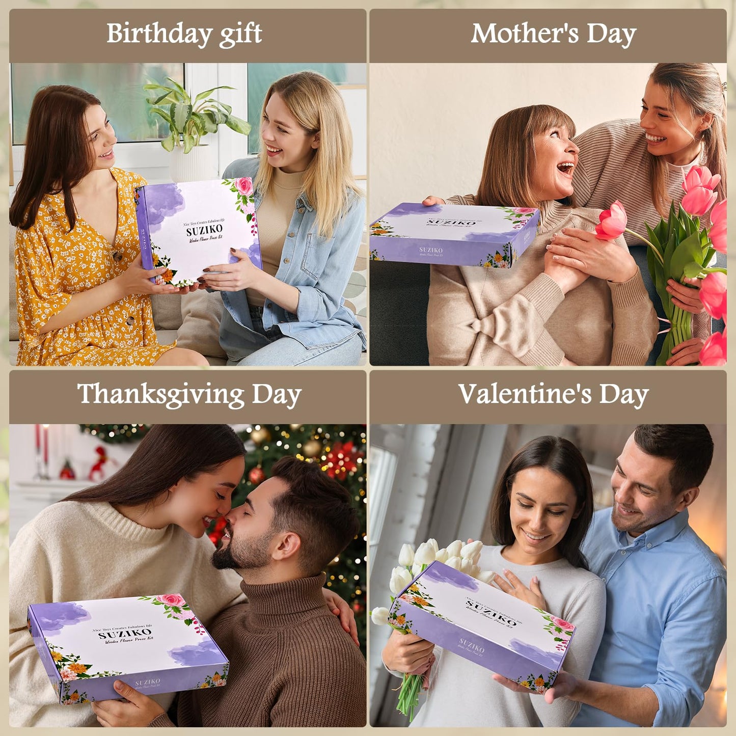 Suziko Large Flower Press Kit 10.8 x 6.9 inch for Adults, Flower and Plant Preservation Kit, Arts and Crafts for Adults Leaf Press, Great Gift for Lovers