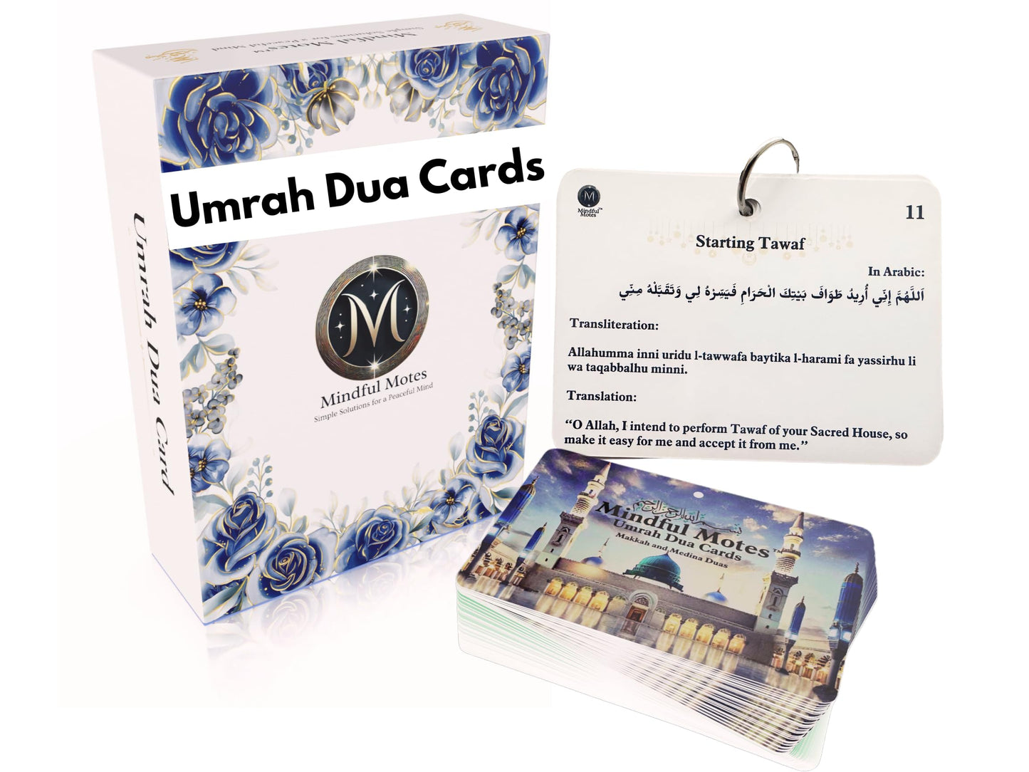 Umrah Dua Cards – Islamic Cards, Portable with Storage Box & Lanyard & Gift Box, Umrah Essentials, Umrah Mubarak Gift, Muslim Gifts for Men & Women, Umrah Gifts & Quran Gift