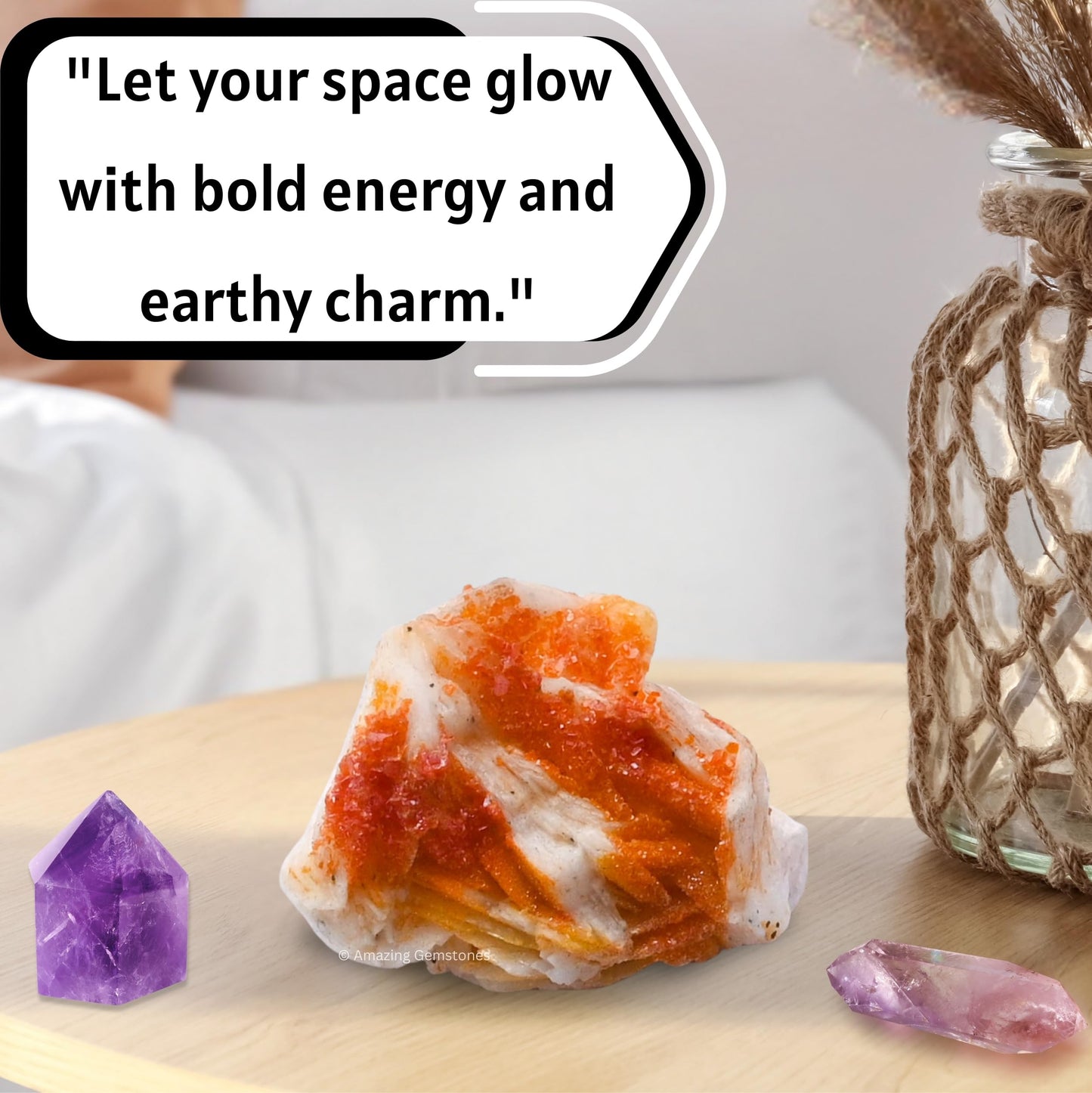 Amazing Gemstone Vanadinite Crystals and Healing Stones Mineral Specimen - Semi Precious Gem Stones - Healing Crystals Geode Clusters for Meditation, Chakra Balance, and Energy (S)