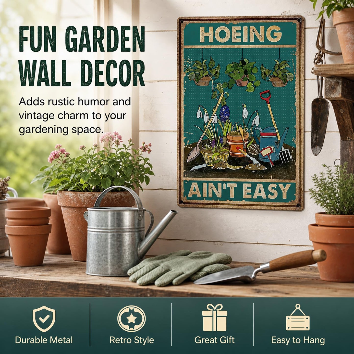 Artlunar Funny Garden Sign Outside Decor - Humorous Gardening Gift for Women Enthusiasts, 12" x 8" (980)