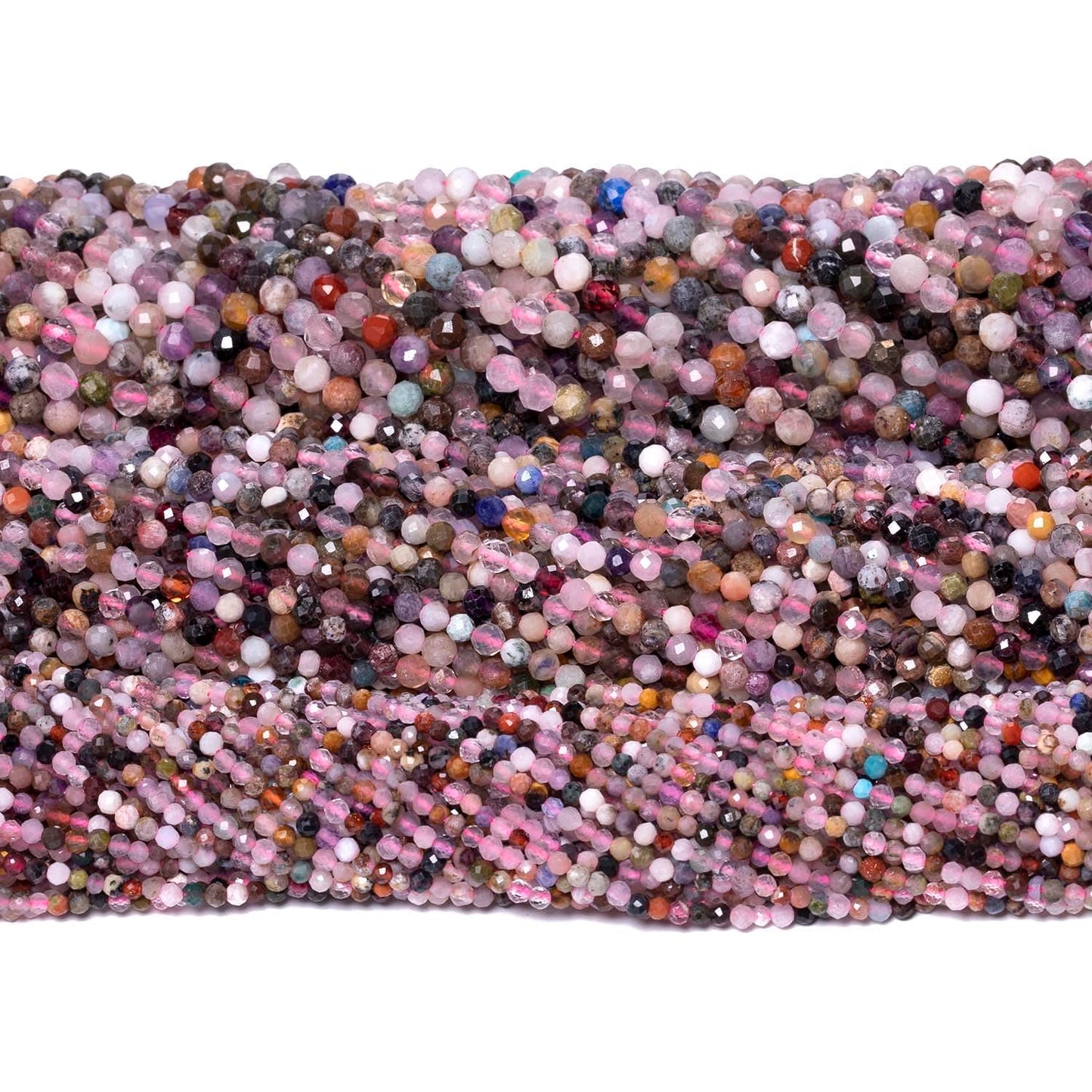 2mm 180pcs Natural Duobao Crystal Stone Beads, Songxi Small Faceted Round Loose Gemstone Beads for Jewelry Making, DIY Art and Craft, Bracelet for Necklace (1 Strand)