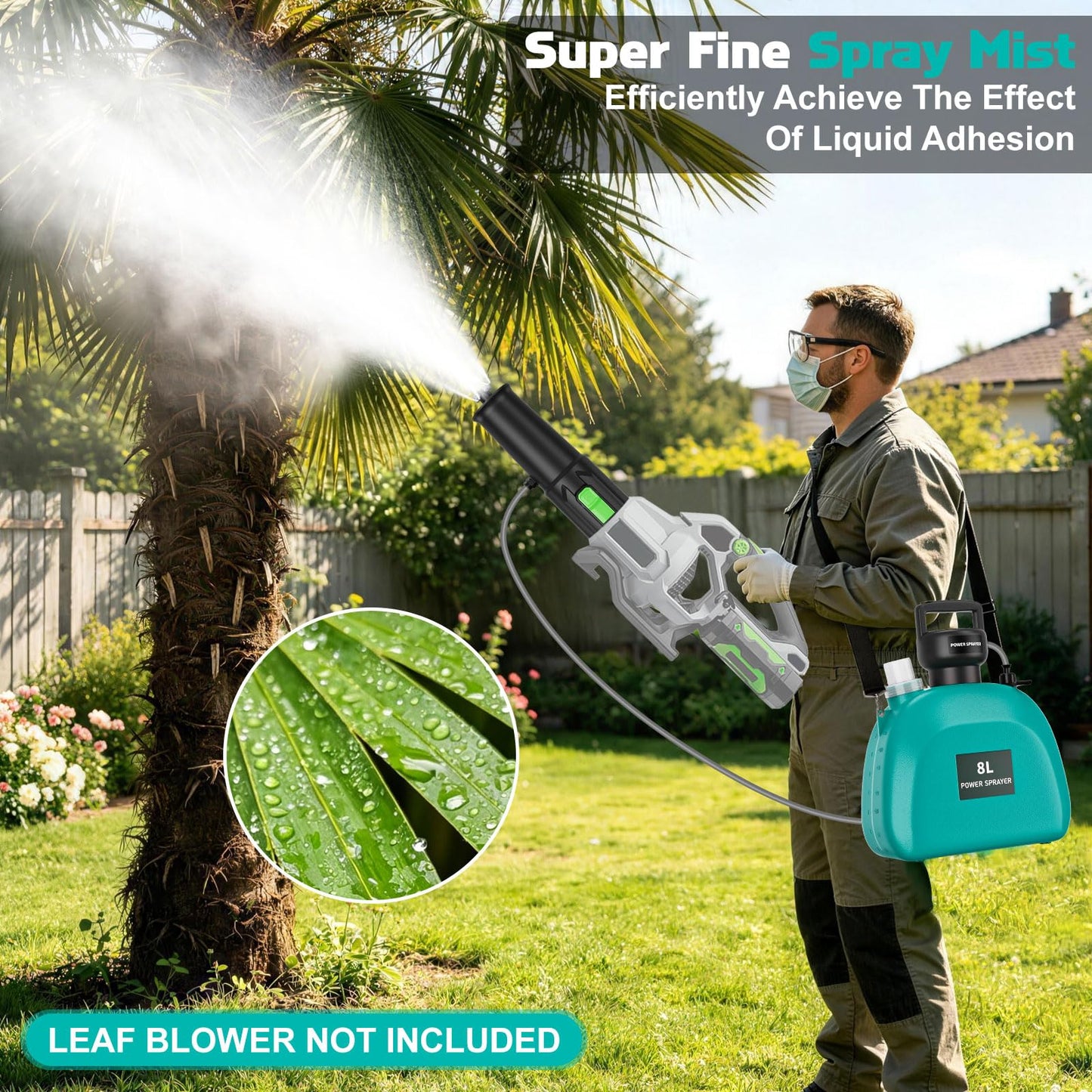 Battery Powered Sprayer Compatible For EGO Leaf Blower 530 575 580 615 650 765 670 Models(NO Blower), 2.1Gal Electric Mist Sprayer With Blower Nozzle, UP 32FT Spray Distance For Large Garden Lawn Yard