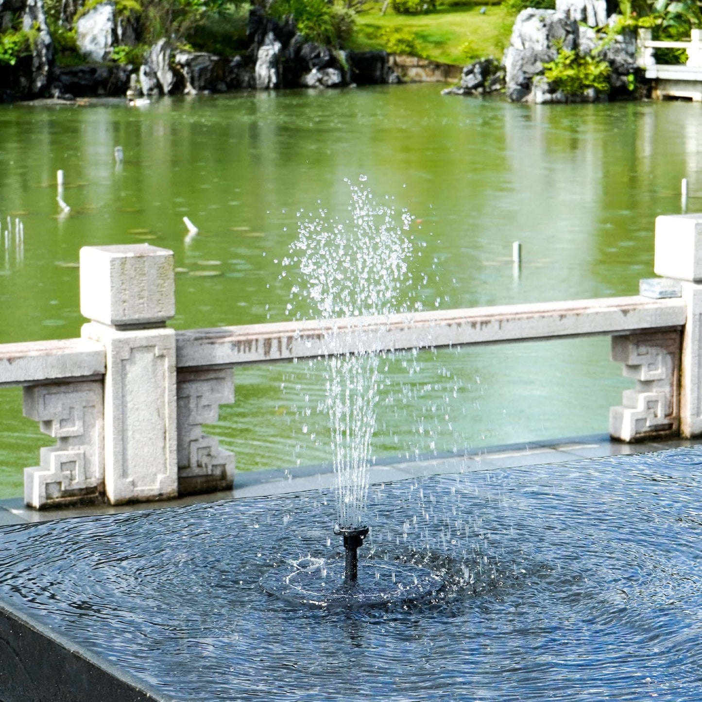 SHANCHAHUA Solar Fountain, 1.5W Solar Bird Bath Fountains Pump Floating Solar Powered Water Fountain with 6 Nozzles and Fixer, Solar Fountain for Bird Bath, Outdoors, Garden, Pond, Pool