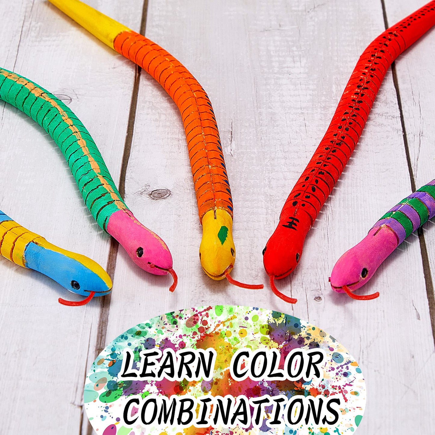 Gejoy 30 Pieces 12 Inch Wooden Snakes Unfinished Wiggly Jointed Flexible Wood Snakes to Paint Blank Canvas Animal Model for Arts and Crafts Halloween Birthday Party Supplies