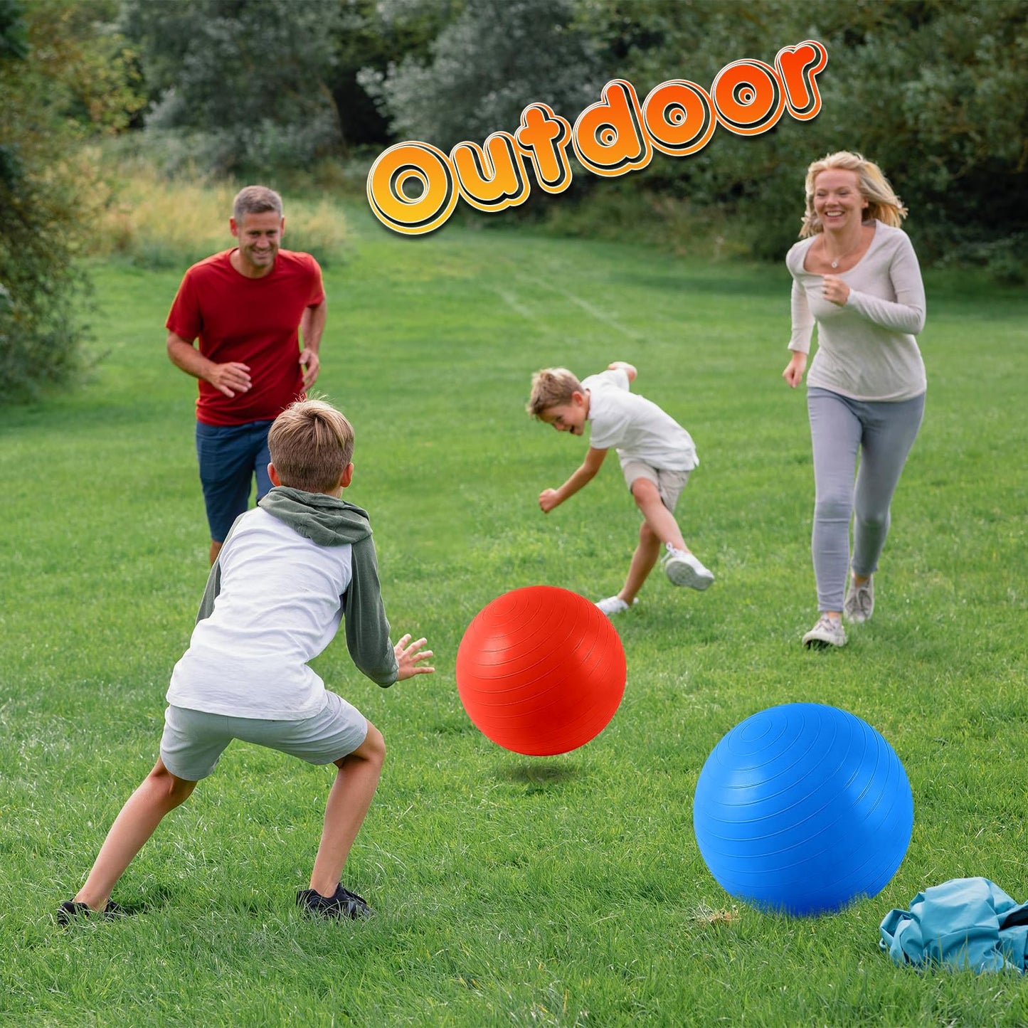 ZSMKJIAYE 18-Inch Jumbo Playground Balls - 3 Pack Giant Inflatable Bouncy Kickballs for Kids & Adults, Big Balls for Backyard Grass Play, Sports, Gym, Recess, Indoor & Outdoor Games with Hand Pump