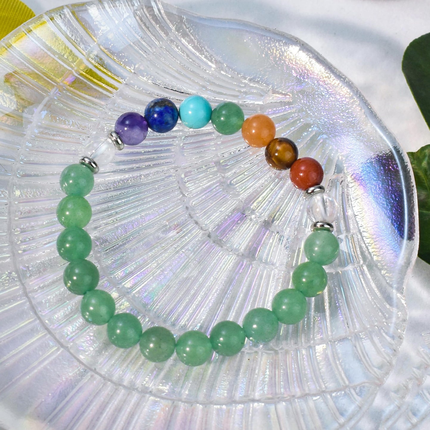 Ayriwoyi 7 Chakra Bracelet for Women Green Aventurine Bracelet Healing Stone Beaded Spiritual Bracelet Crystals And Healing Stones Bracelets