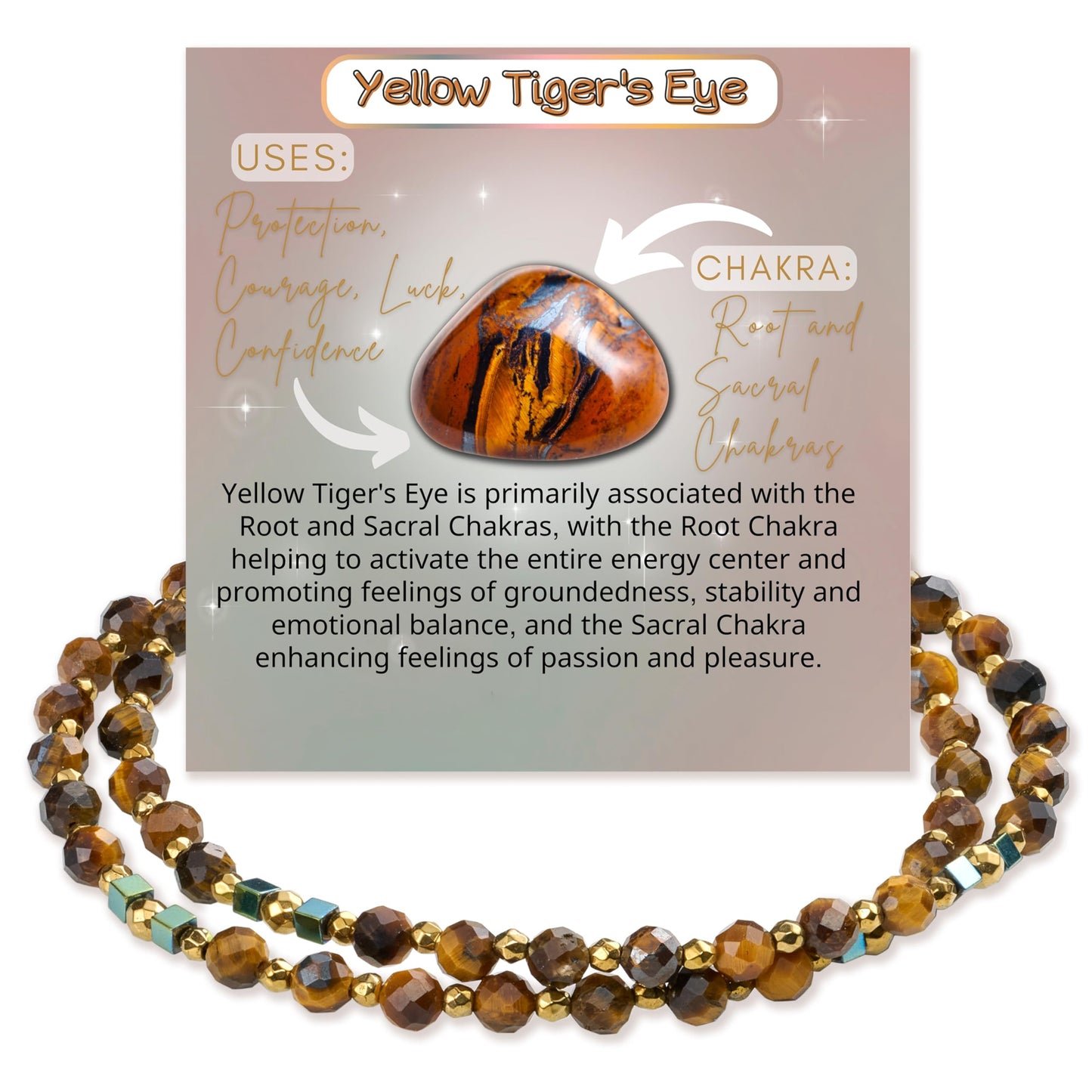 Farfume Tiger's Eye - Courage - Crystal Beaded Bracelets, Chakra 4mm Natural Stone Beads Bracelets, Gemstone Spiritual Jewelry Gifts for Mother's Day