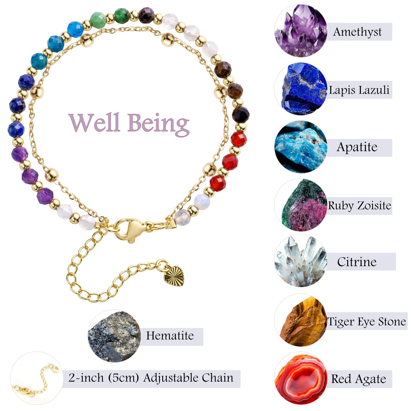 Farfume Chakra Crystal Bracelet Beaded Bracelets for Women 4mm Natural Stone Beads Gemstone Handmade Jewelry Valentine's Day Gifts