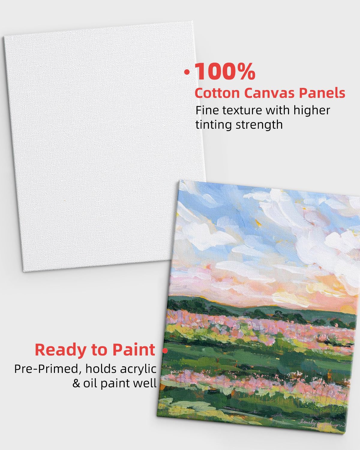 Simetufy 42 Pack 5x7 Inch Small Canvas Boards for Painting, 8oz Pre-Primed Flat Canvas Panels, Acid-Free 100% Cotton for Acrylics Oil Watercolor Paints