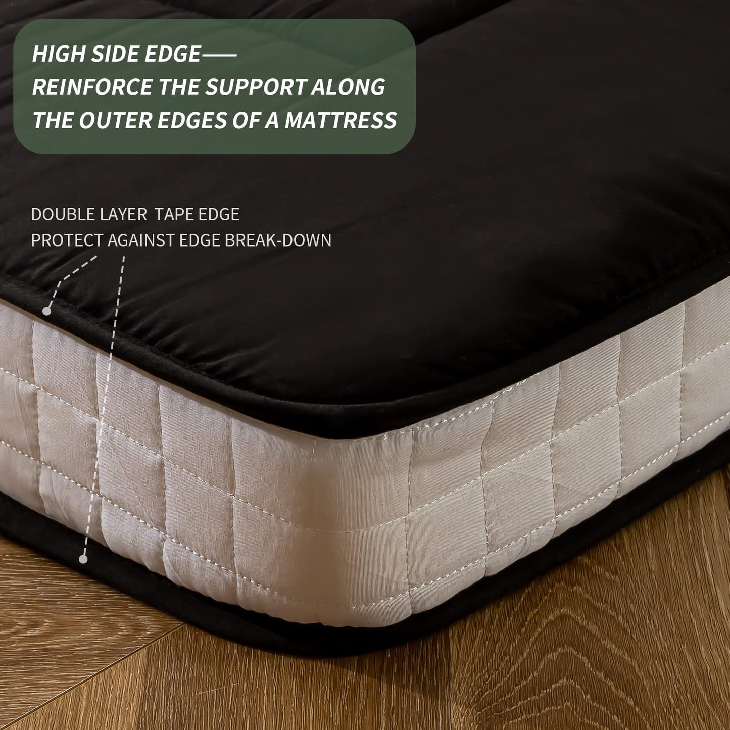 MAXYOYO Futon Mattress, Padded Japanese Floor Mattress Quilted Mattress Topper, Extra Thick Folding Sleeping Pad Breathable Floor Lounger Guest Couch for Camping, Black, Twin