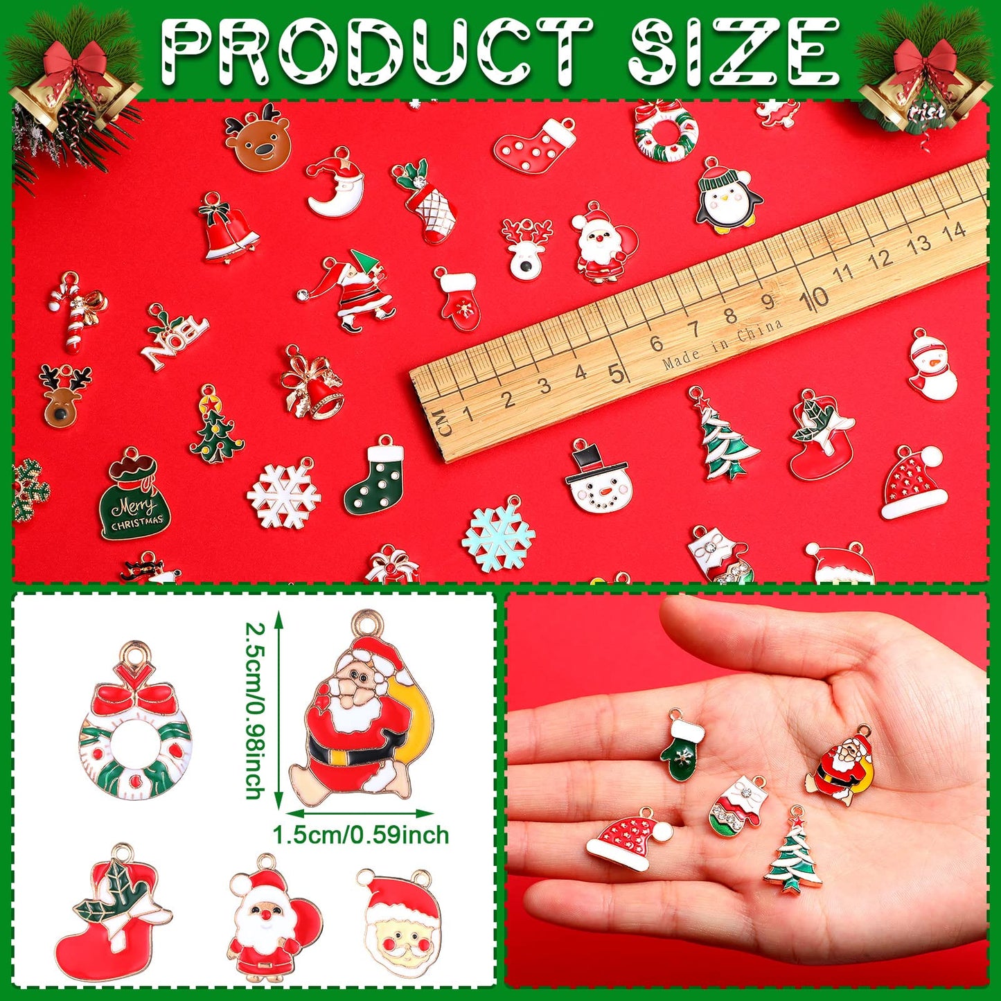 Tudomro 200 Pcs Christmas Charms for Jewelry Making and Bracelet Santa Claus Snowmen Moose Christmas tree Pendant Alloy Metal Charms Bulk for Xmas Holiday Necklace Bracelet Earring Craft DIY Supplies