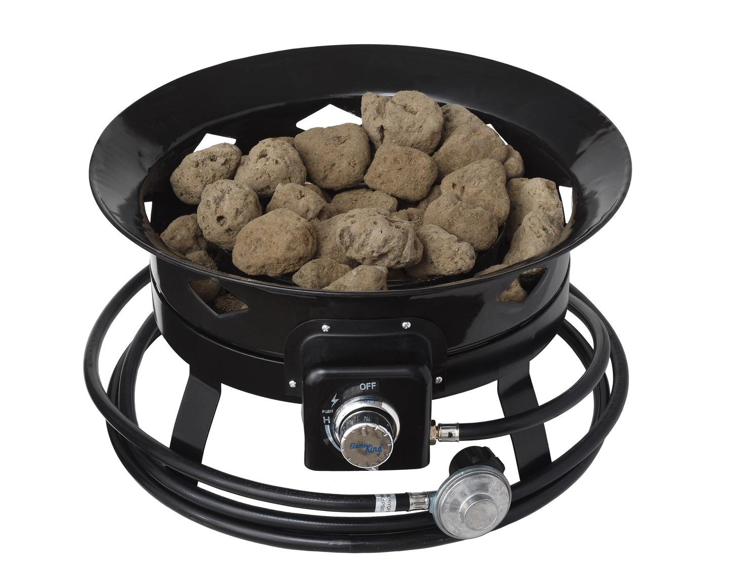 Flame King Smokeless Propane Fire Pit, 19-inch Portable Firebowl, 58K BTU with Self Igniter, Cover, & Carry Straps for RV, Camping, & Outdoor Living