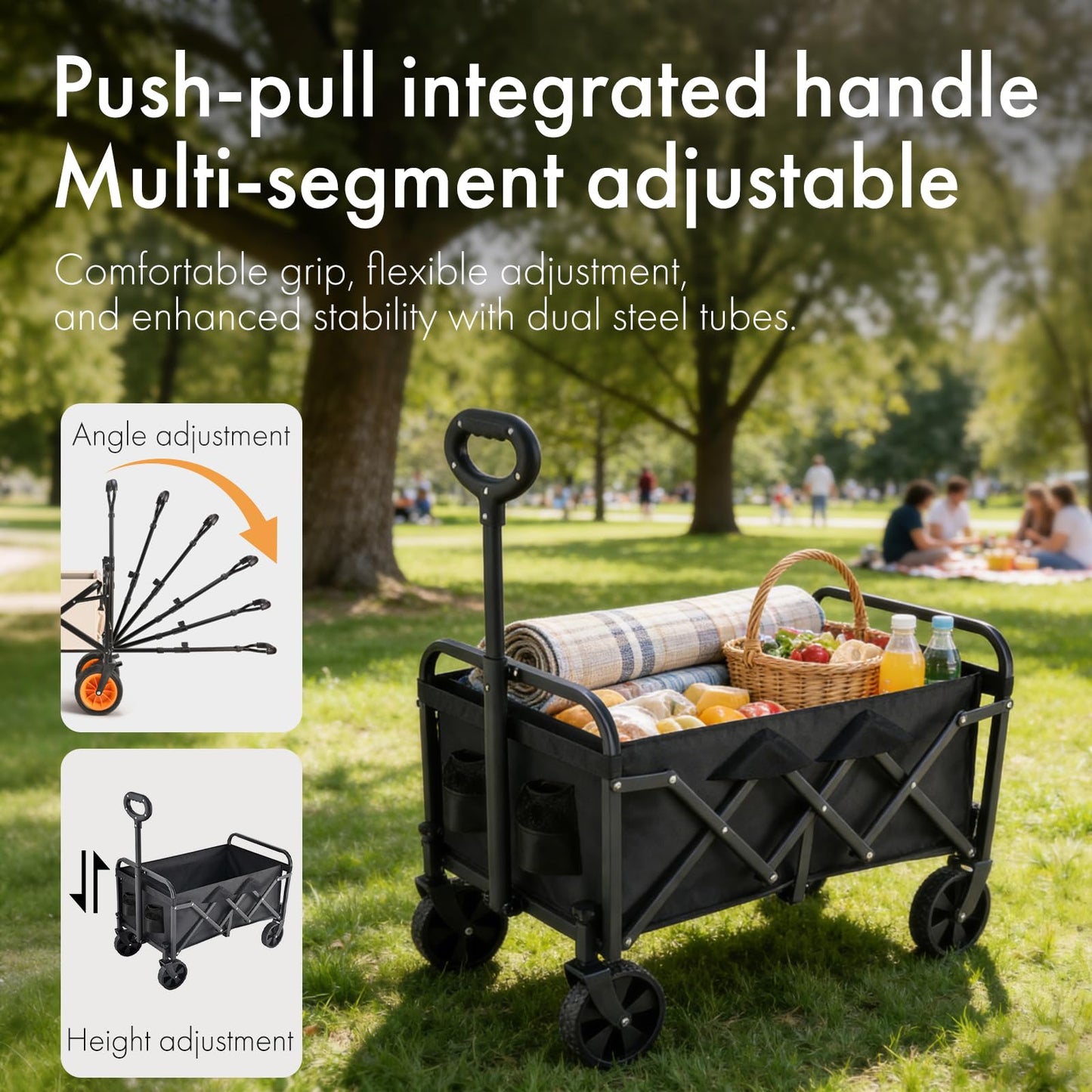 Wagons Carts Foldable,Portable Utility Shopping Cart with Wheels, 600D Double Oxford Cloth，Folding Outdoor Wagon Cart ，Portable Utility Outdoor Wagon for Grocery，Collapsible Wagon with Wheels