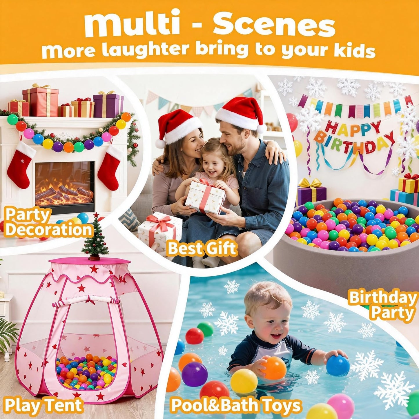 Suncuber Ball Pit Balls for Toddlers: 100 Colorful Non-Toxic Balls – BPA-Free, Phthalate-Free, Crush-Resistant Plastic, 2.2 Inches, Perfect Toy for Boys and Girls, Ideal for Ball Pit Play