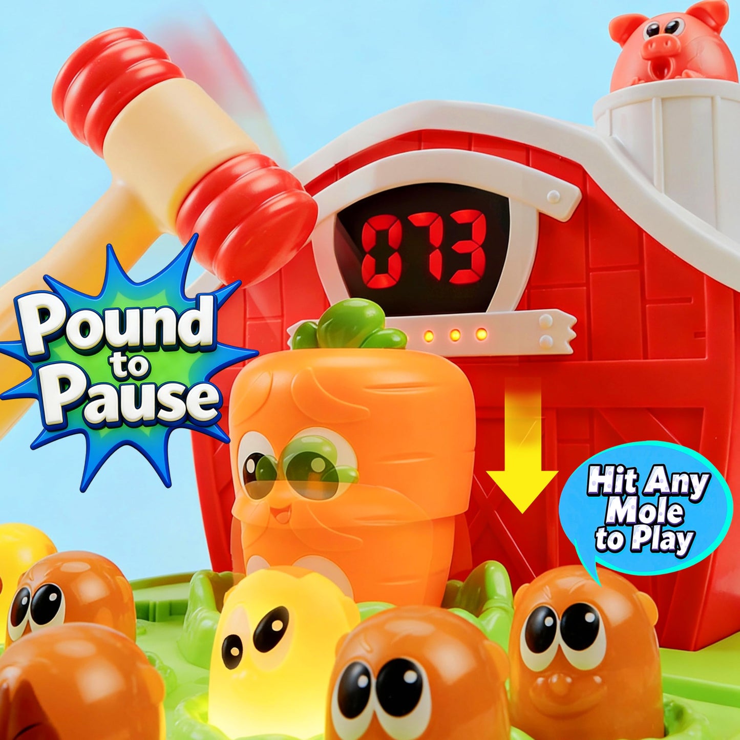 lalalark Whack Game for Toddlers Age 2 3 4 5, Light & Sound, 4 Modes, 40 Levels, Baby Toy Gifts for Early Learning, Birthday Gift for Toddler Boy Girl Toys