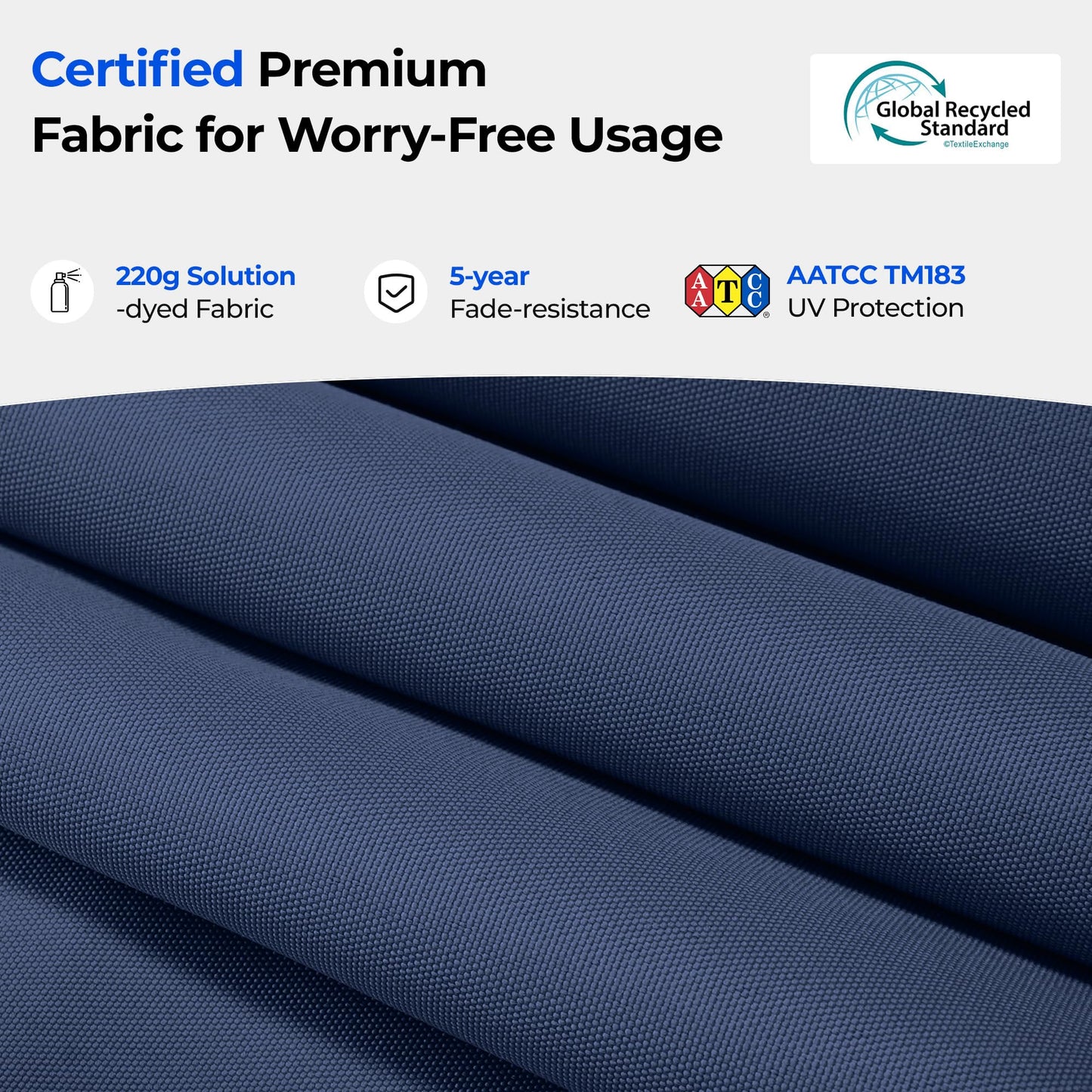 HOMSHADE 9FT 3-Tiers Outdoor Patio Umbrella with 5-Year Fade Resistant,Vented Outdoor Commercial Market Umbrella with UPF50+ UV Protection & Push Button Tilt and Crank for Pool,Backyard(Navy Blue)