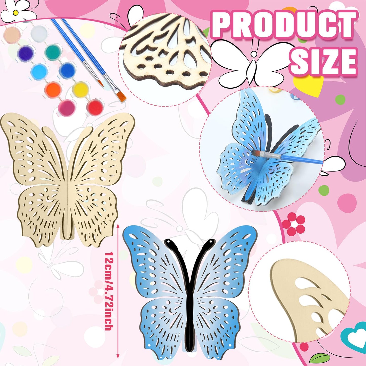 Yousoontic 20 Pcs Spring 3D Wooden Butterflies for Crafts Wood Butterfly DIY Crafts Unfinished Wooden Butterfly Cutouts Ornaments for Painting Spring Summer Tiered Tray Tabletop Decor