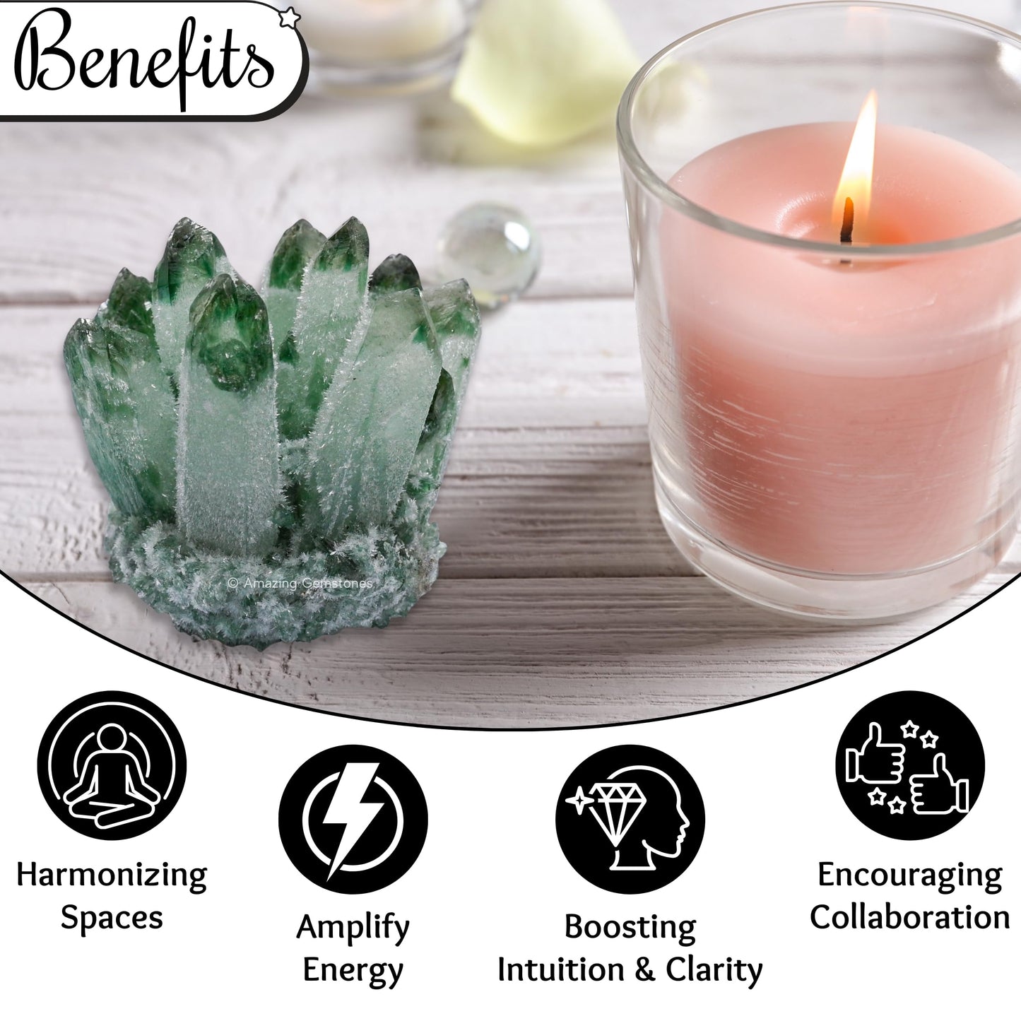 Amazing Gemstone Large Green Quartz Crystal Cluster Points for Meditation, Home Decor and Gift - Natural Quartz Crystals and Healing Stones for Enhance Energy with Large Crystals Points