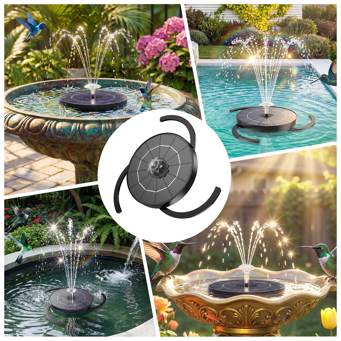 AISITIN 3.5W Solar Fountain for Bird Bath Upgraded 2026, Solar Water Fountain Kit with 3 Fixed Bracket & Multiple Nozzles & Storage Interface for Bird Bath, Garden, Courtyard, Pond, Pool and Outdoor