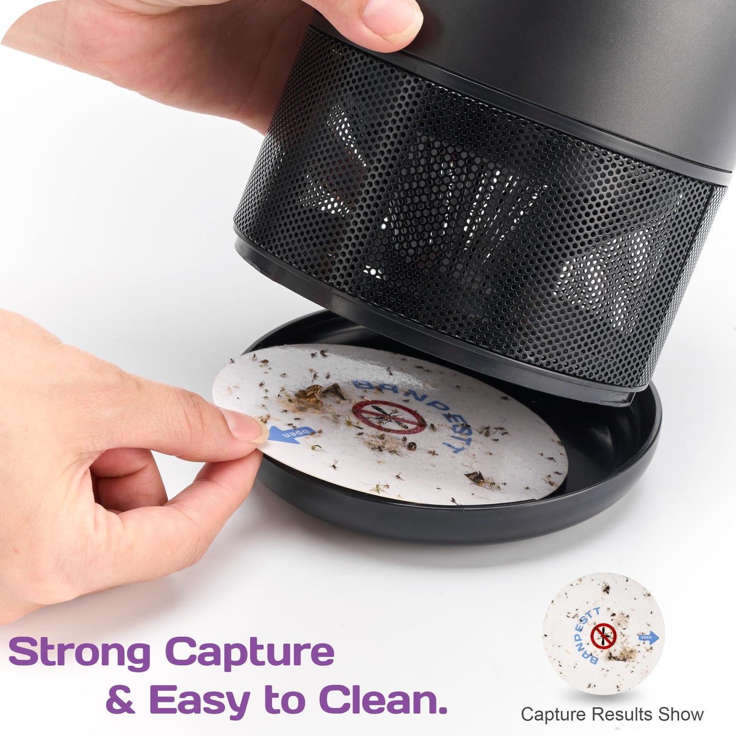 BANPESTT Automatic Insect Trap: Dusk-to-Dawn Sensor & Powerful Suction Quiet, Non-Zapper for Fruit Flies, Gnats, Mosquitoes | Includes 6 Glue Boards & UV Light (Black)
