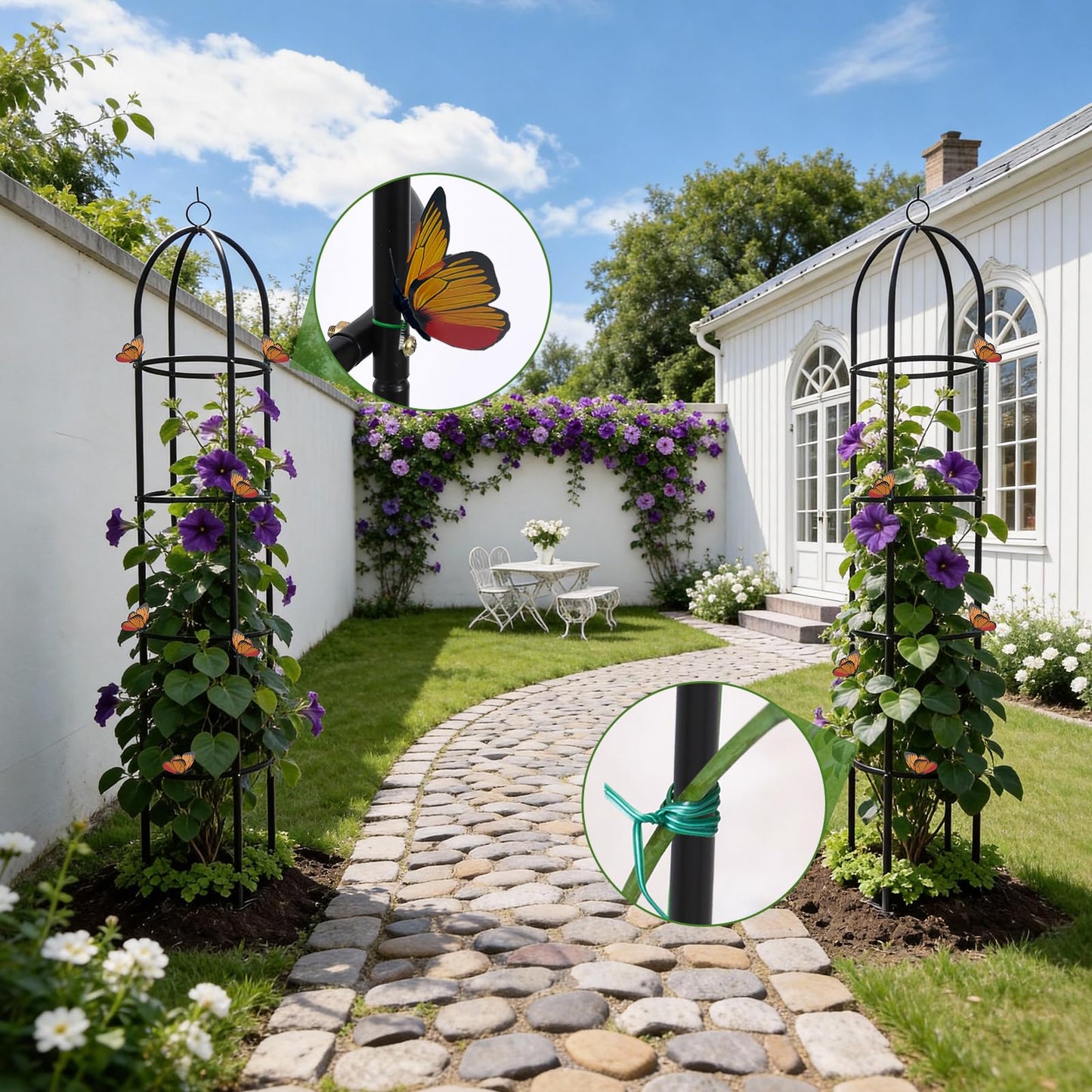 100% Metal Obelisk Garden Trellis 6.6 Ft Tall Plant Support for Climbing Vines and Flowers Stands,Rose Bush Round Trellis for Pots Metal Plant Flower Trellises for Clematis Vine Jasmine Outdoor Indoor