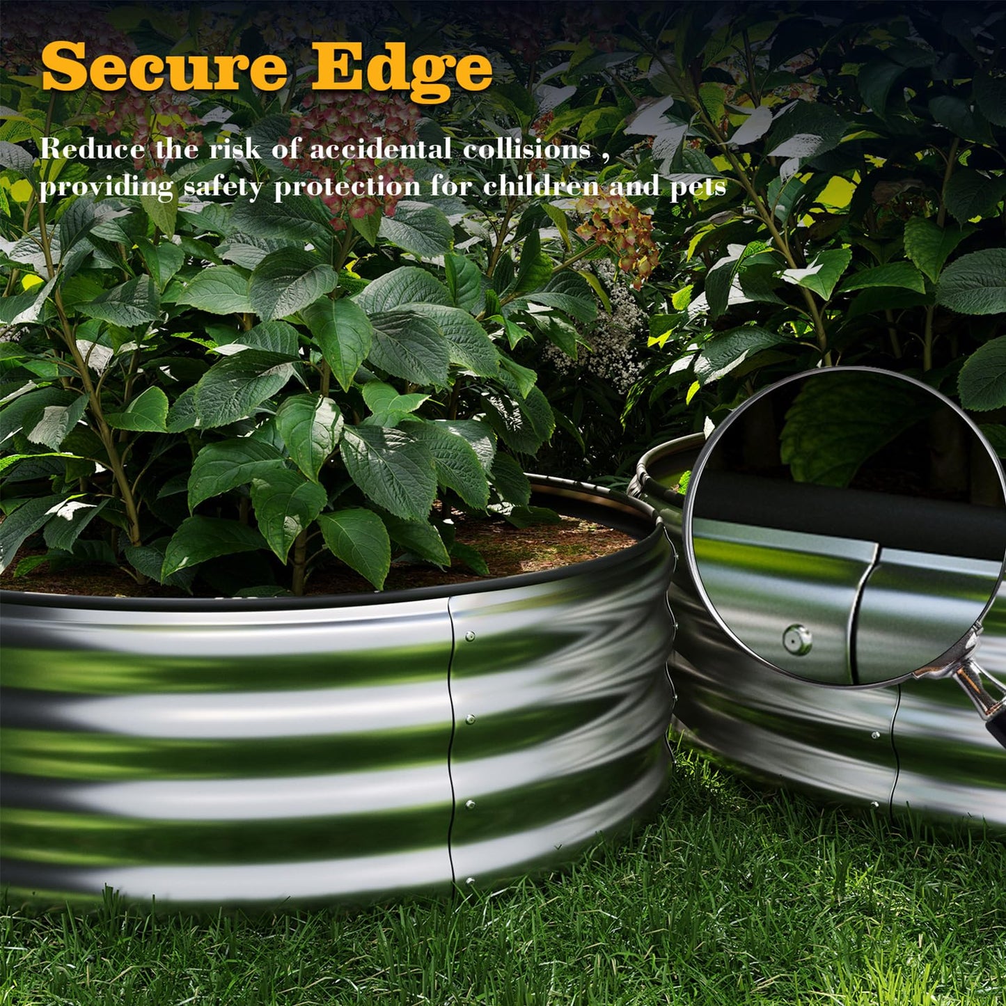 ZFHgarden Galvanized Metal Raised Garden Bed Kit for Gardening Outdoor Planter Grow Garden Box Raised Flower Bed Round Galvanized Planter Outdoor 2x2x1FT