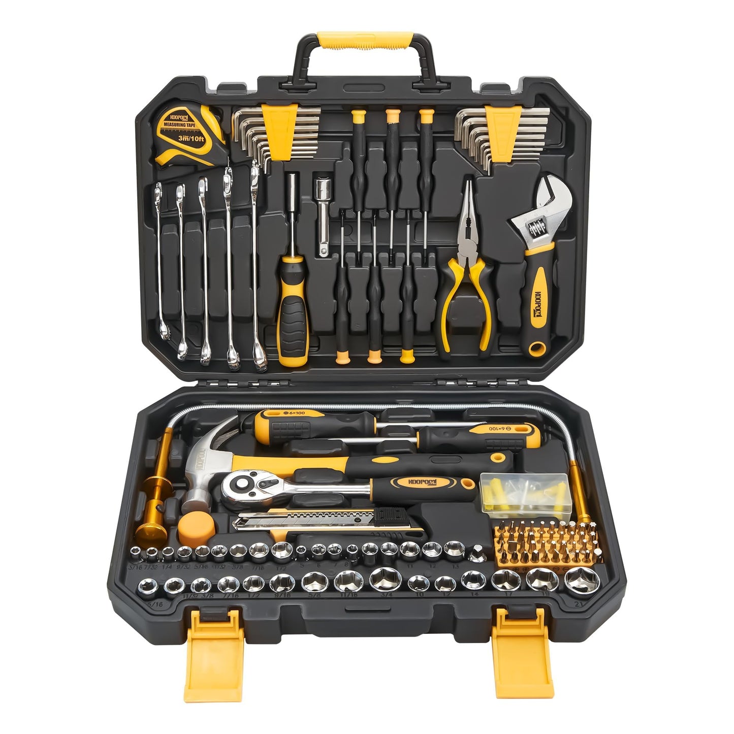 KOOPOOL Tool Set, Tool Box Kit for Mechanic and Car, General Household Home Tool Kit, Basic Tool Kit for Home Auto Repair, with Storage Case
