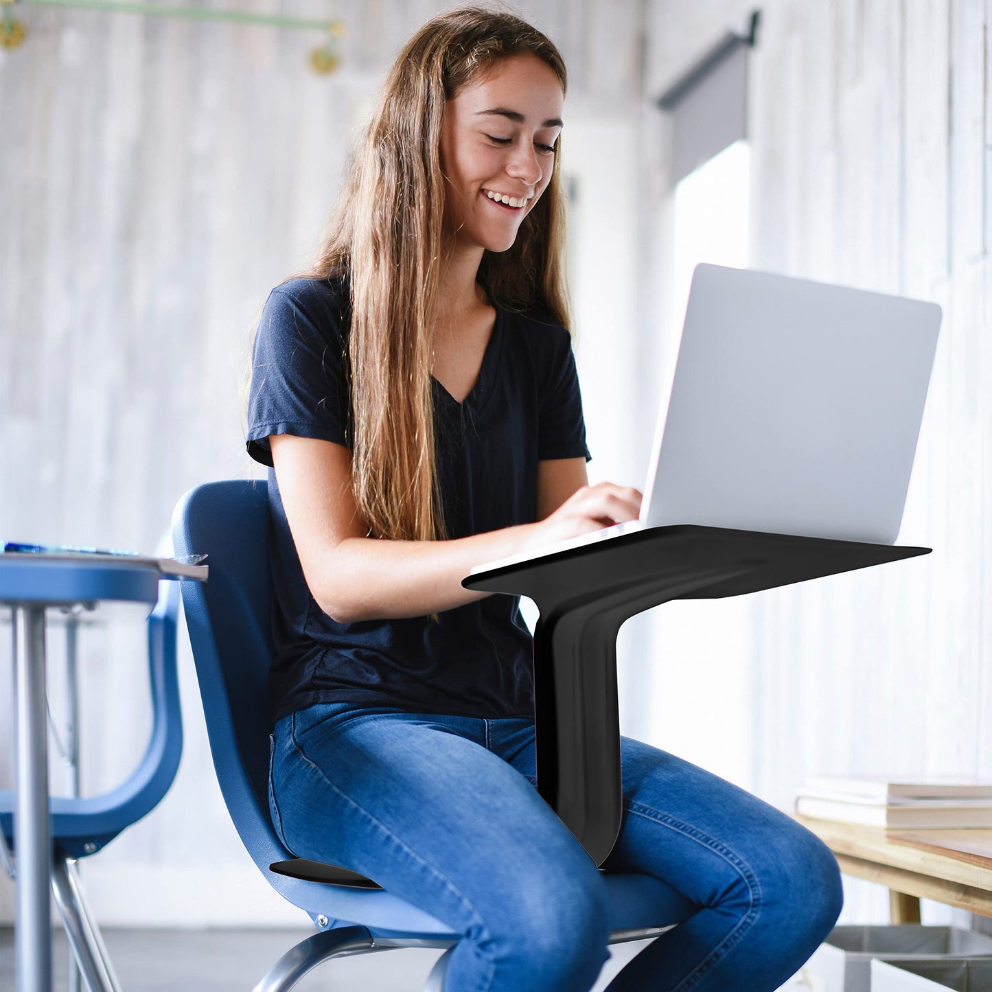 ECR4Kids The Surf Portable Lap Desk, Flexible Seating, Black
