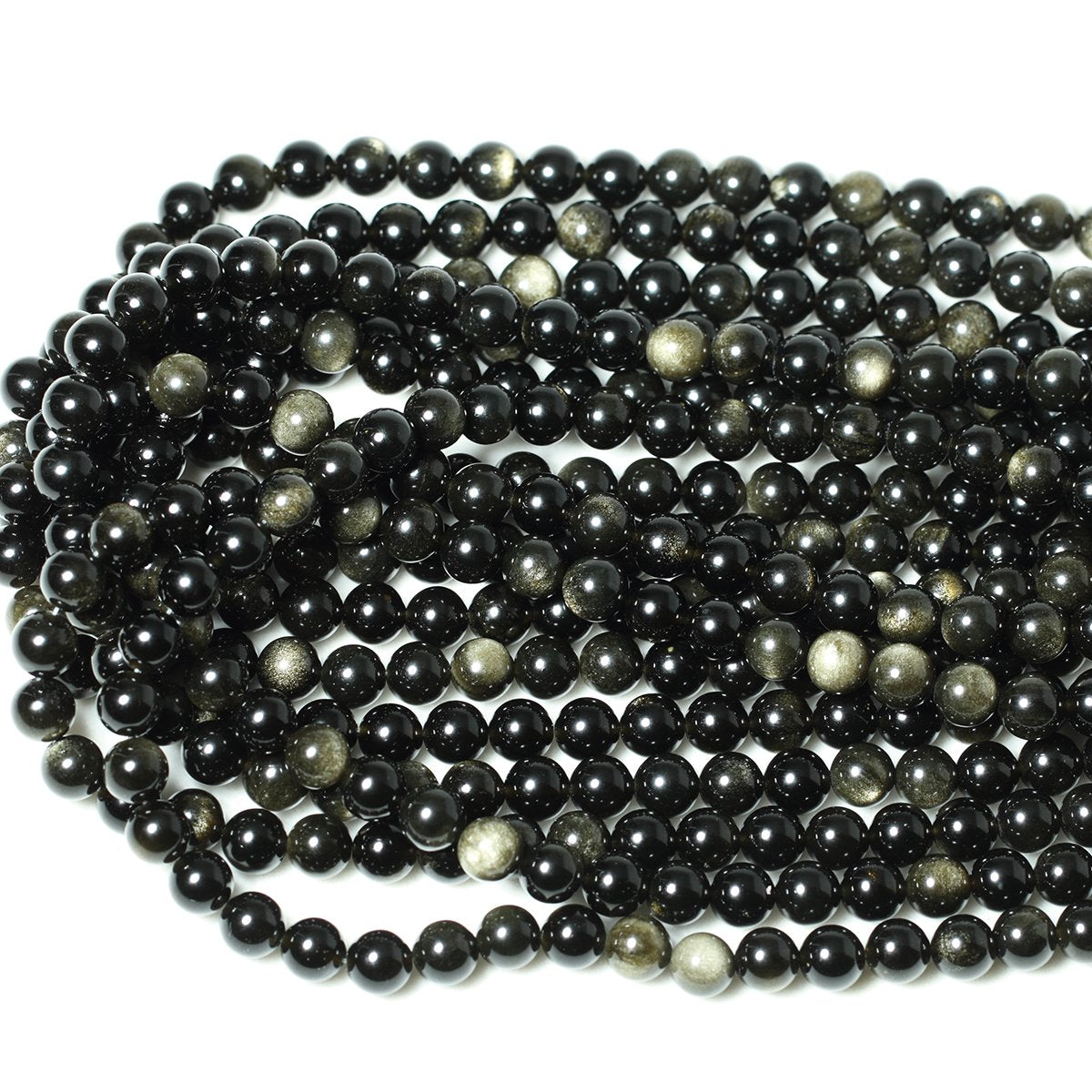 CHEAVIAN 45PCS 8mm Natural Golden Obsidian Gemstone Round Loose Beads Crystal Energy Stone Healing Power for Jewelry Making 1 Strand 15"